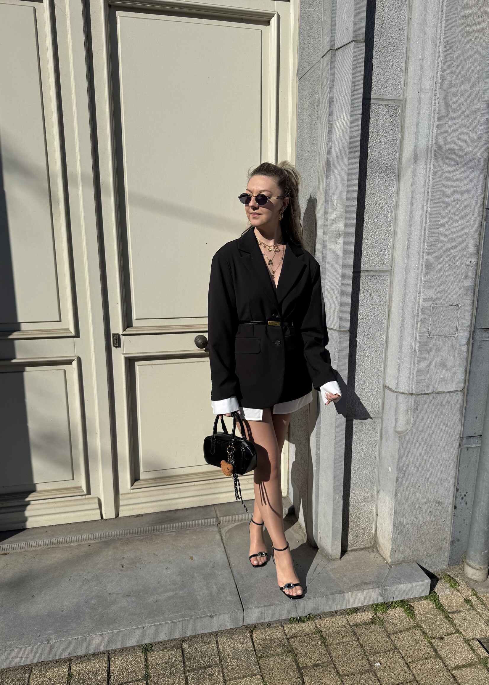 Oversized blazer met shirt under - Black TU