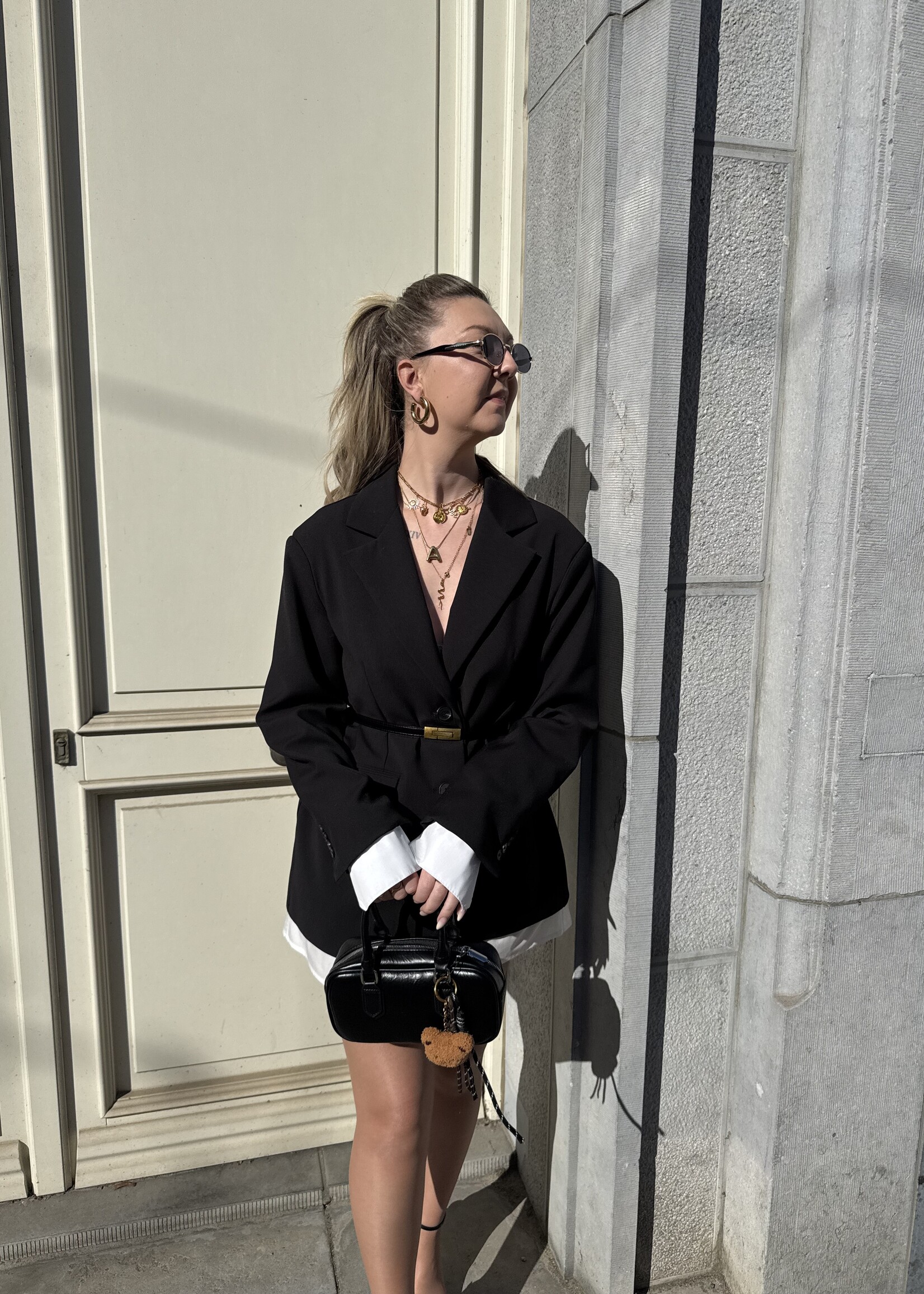Oversized blazer met shirt under - Black TU