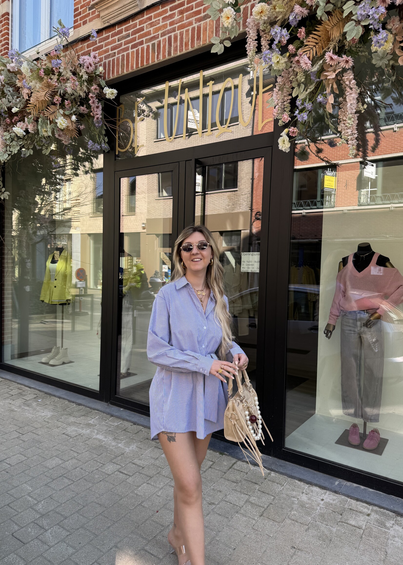Lia stripe shirt dress - Blue TU