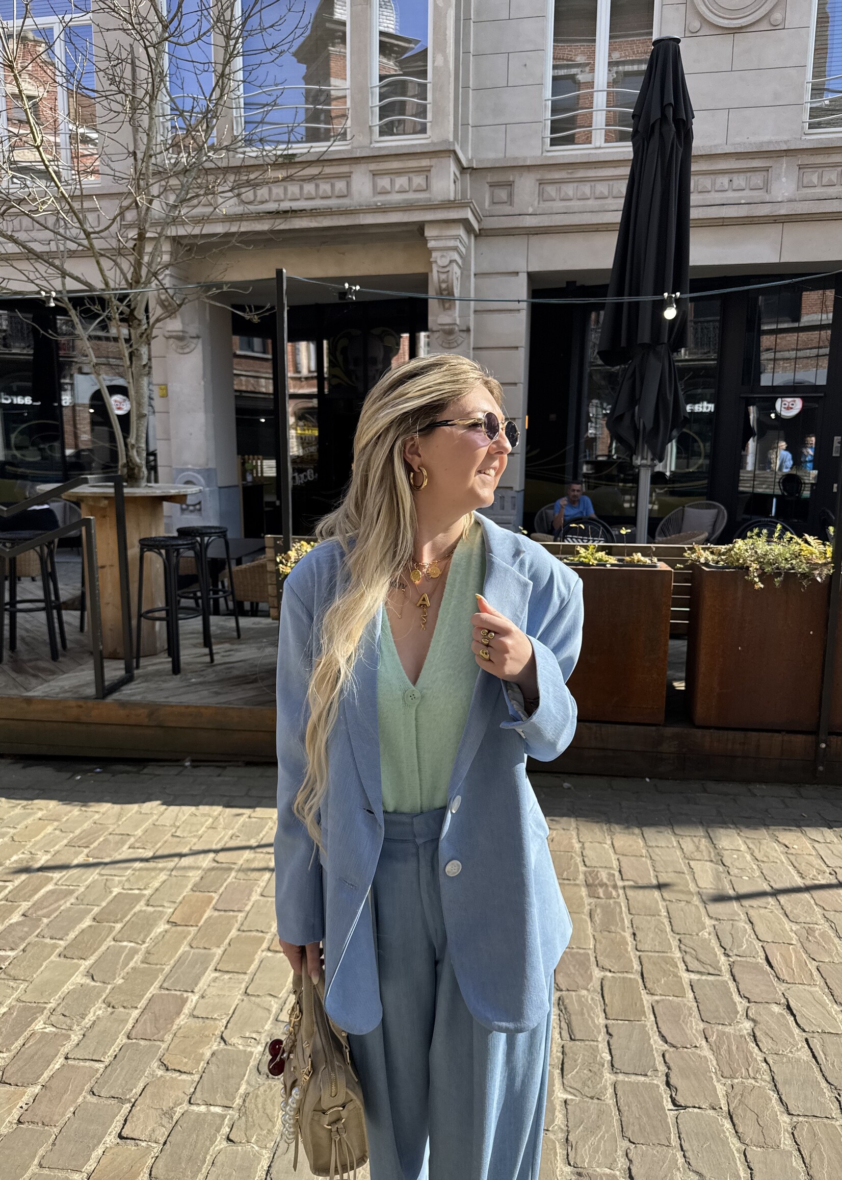Denim look blazer TU - Light blue