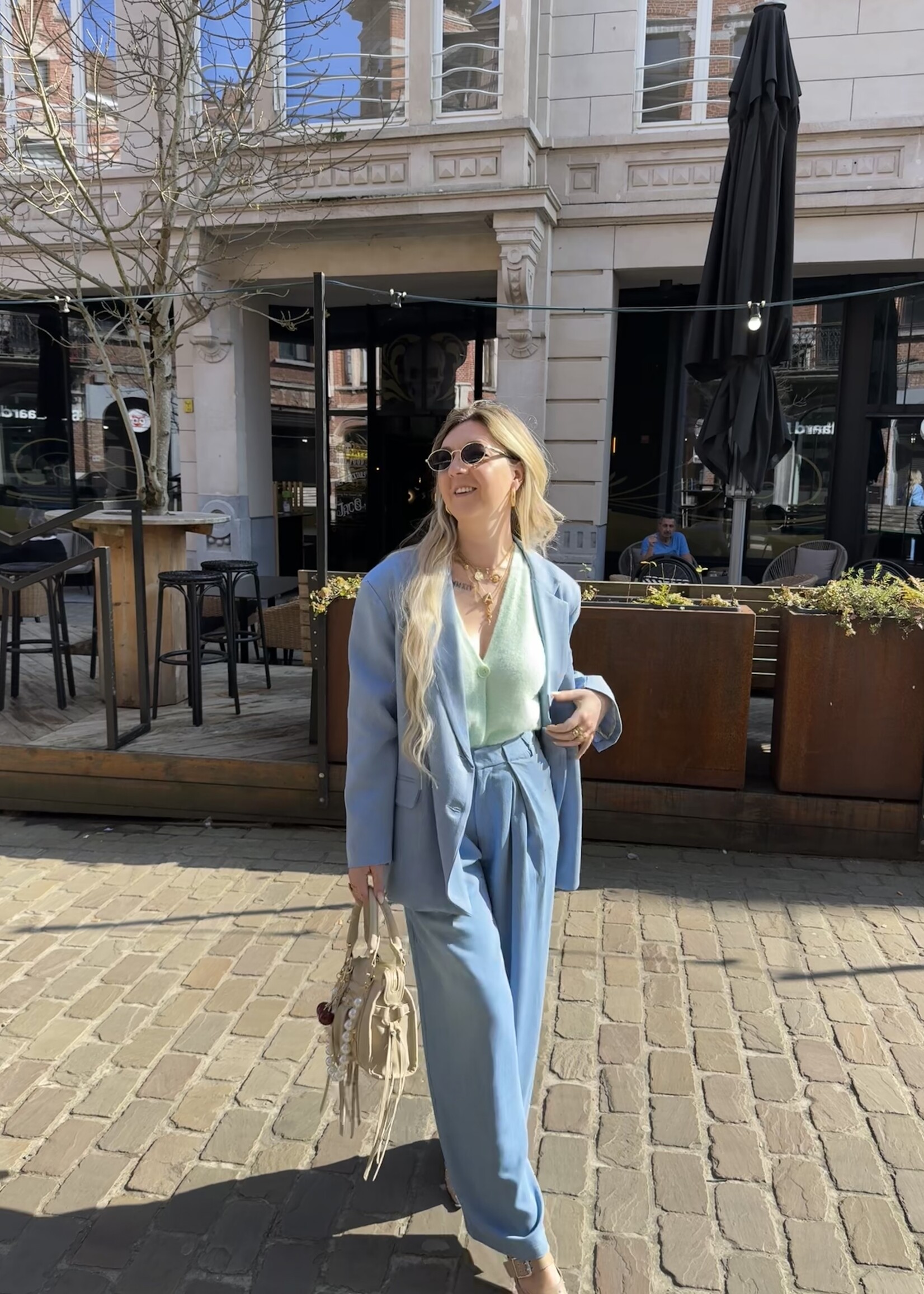 Denim look blazer TU - Light blue
