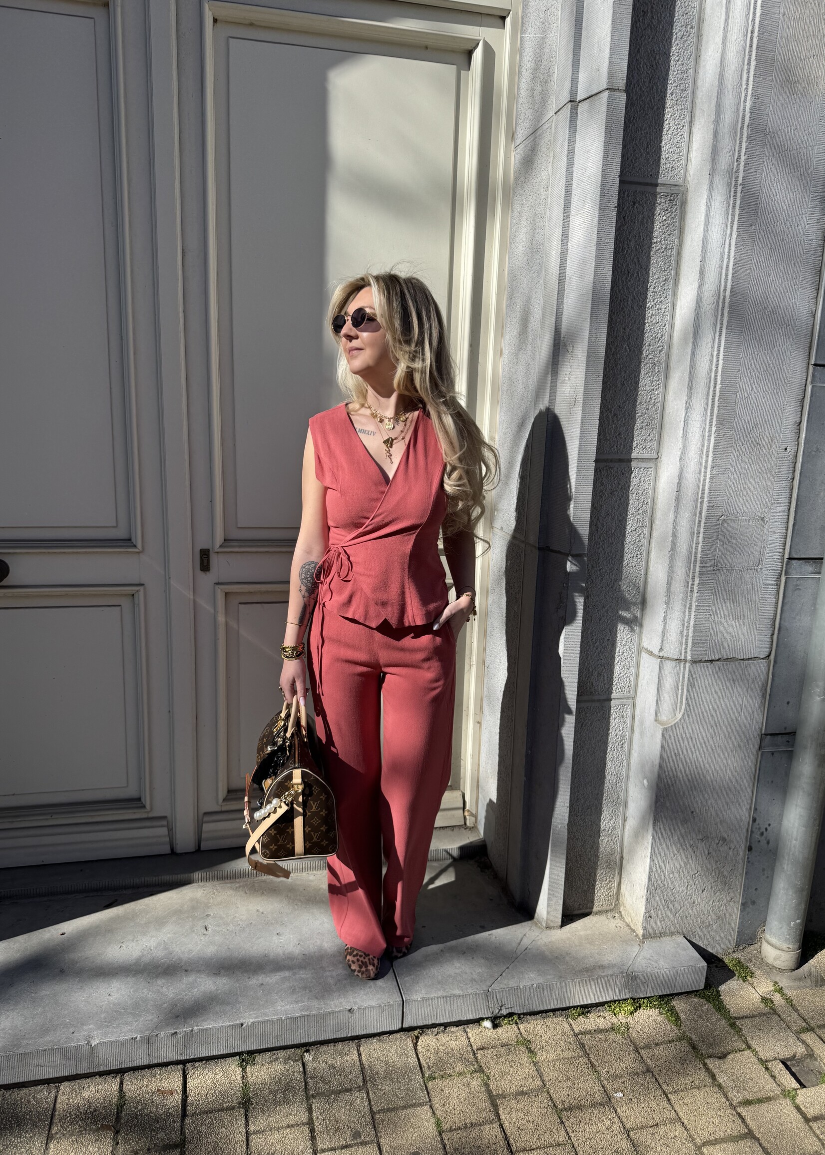 Josephine linen pant - Coral