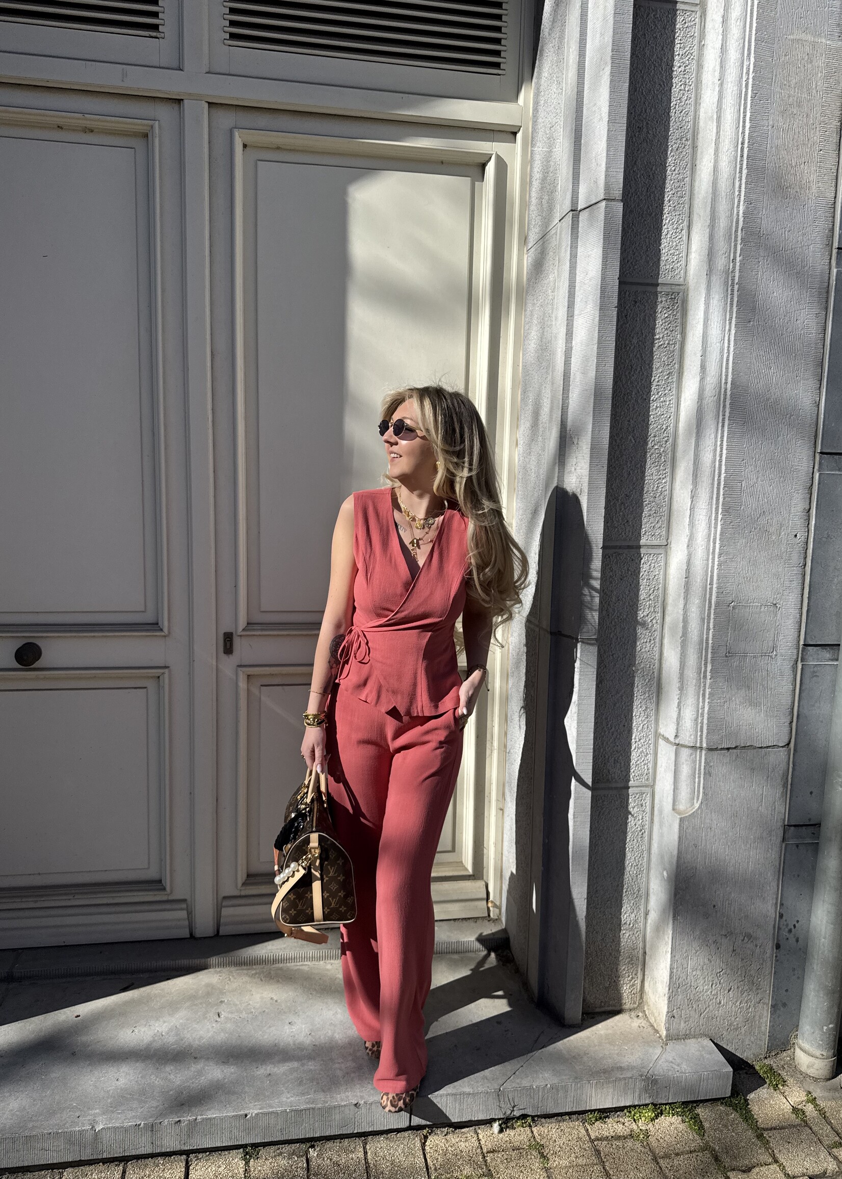 Josephine linen pant - Coral