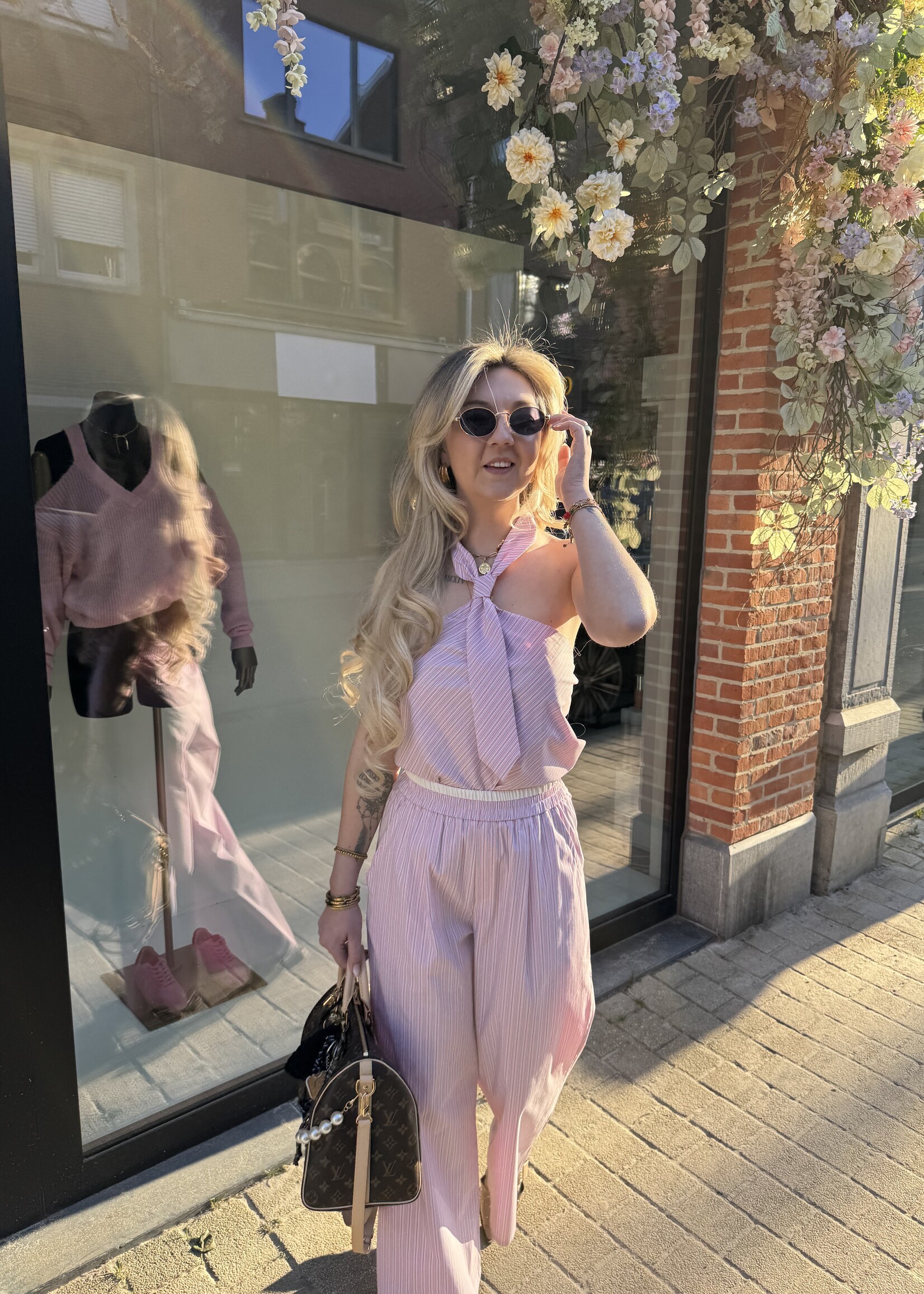 Pam Blouse - Pink/White