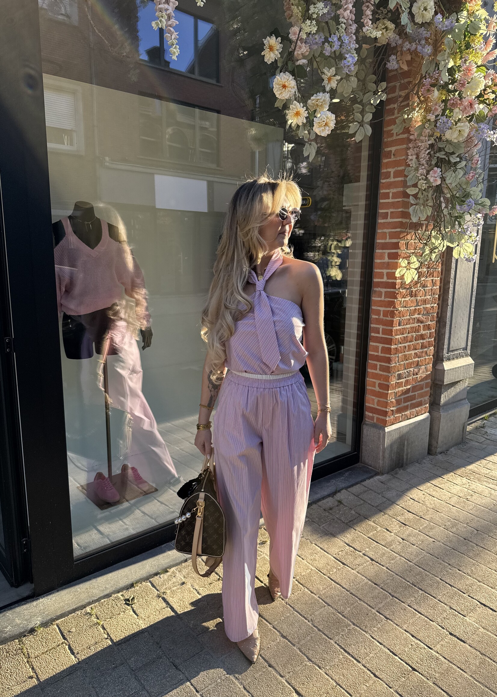 Pam Blouse - Pink/White