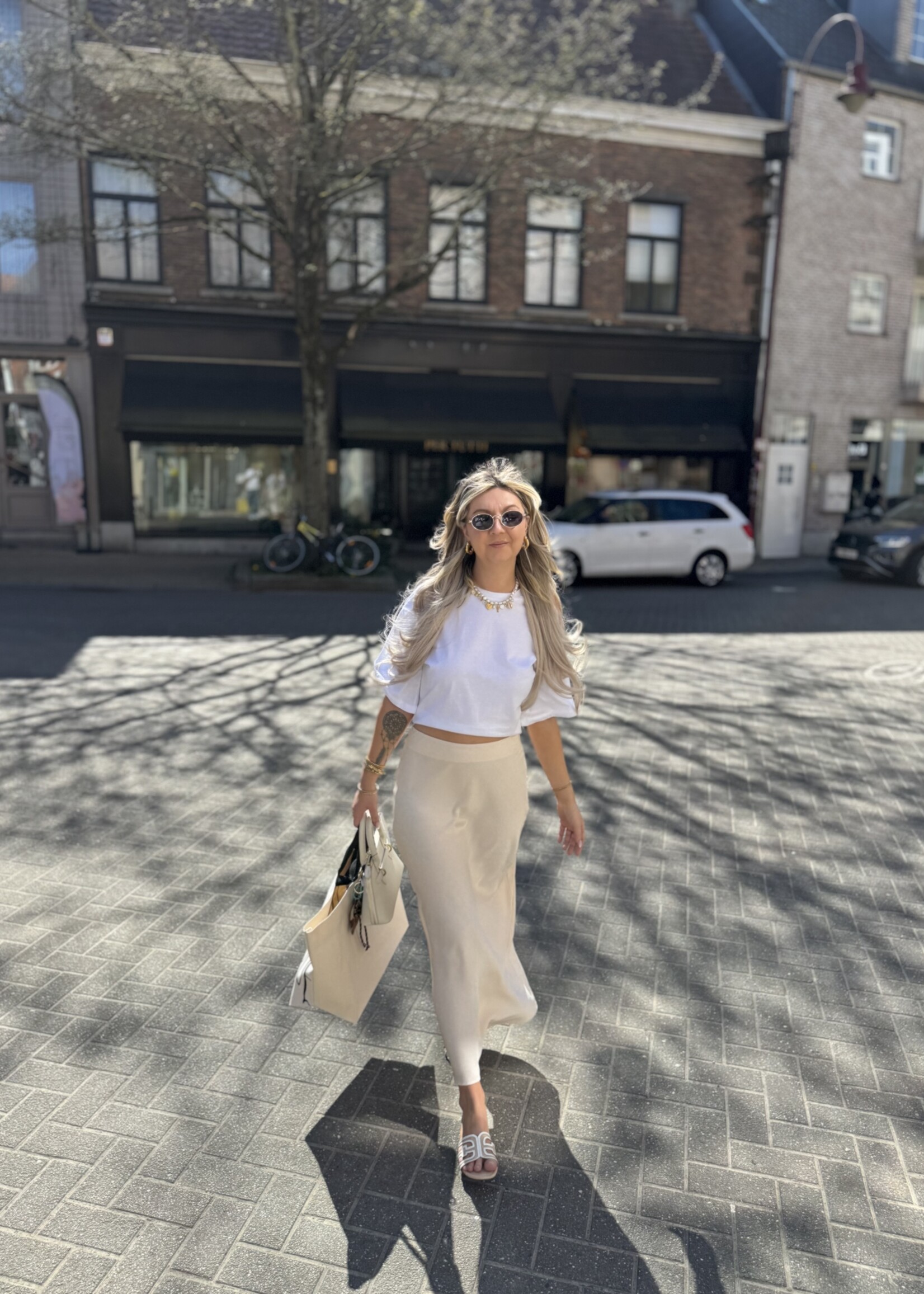 Carro satin skirt - Beige