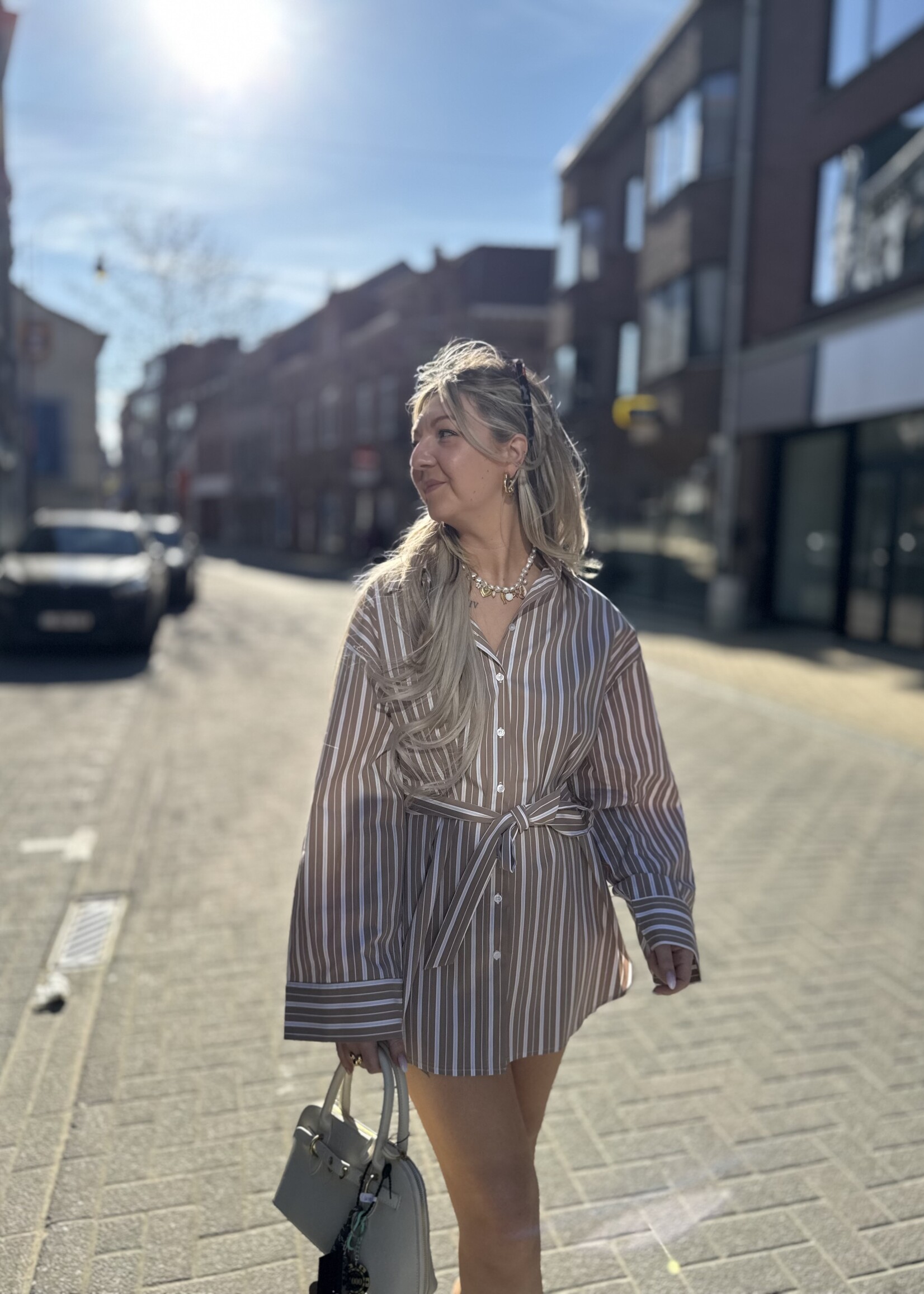Sterre Stripe dress - Beige TU