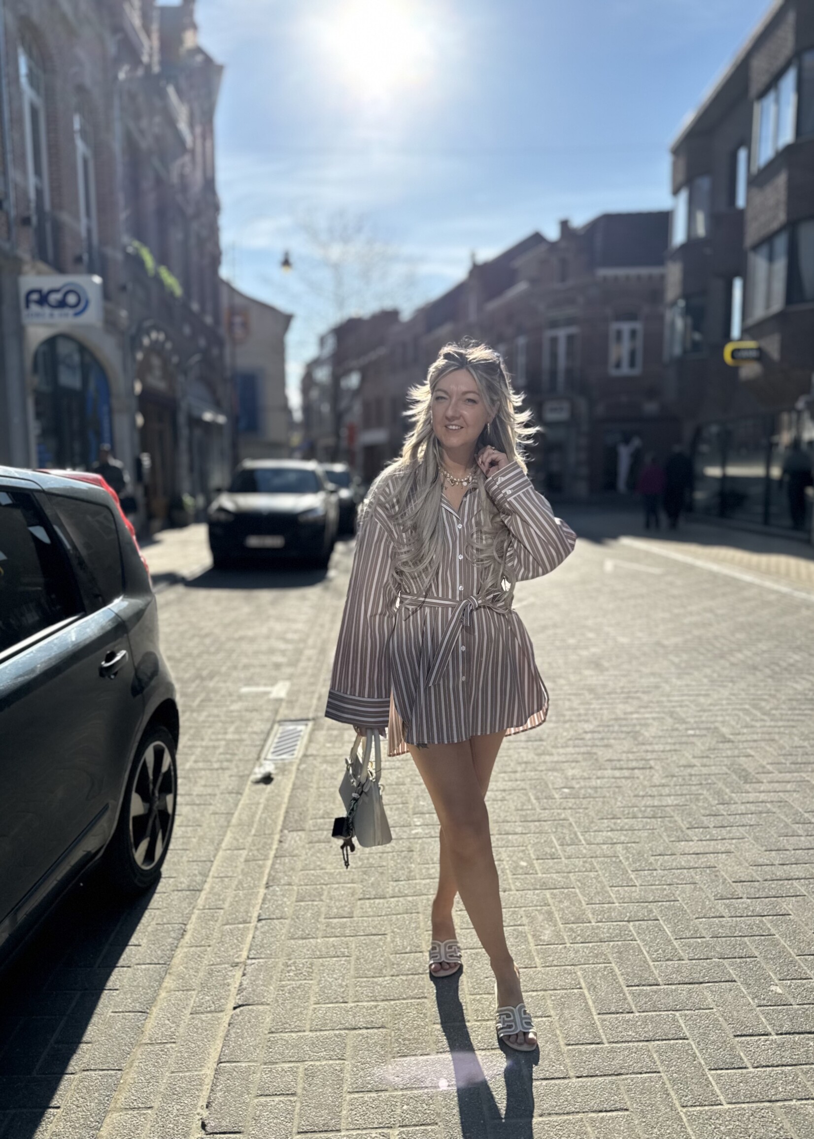Sterre Stripe dress - Beige TU
