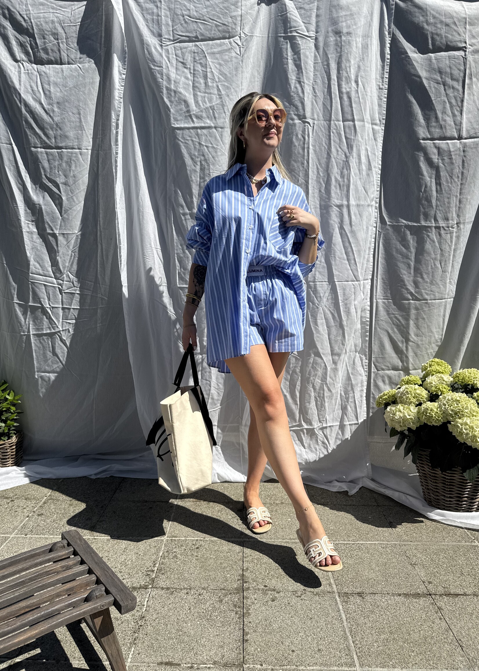 Mila Stripes short - Blue