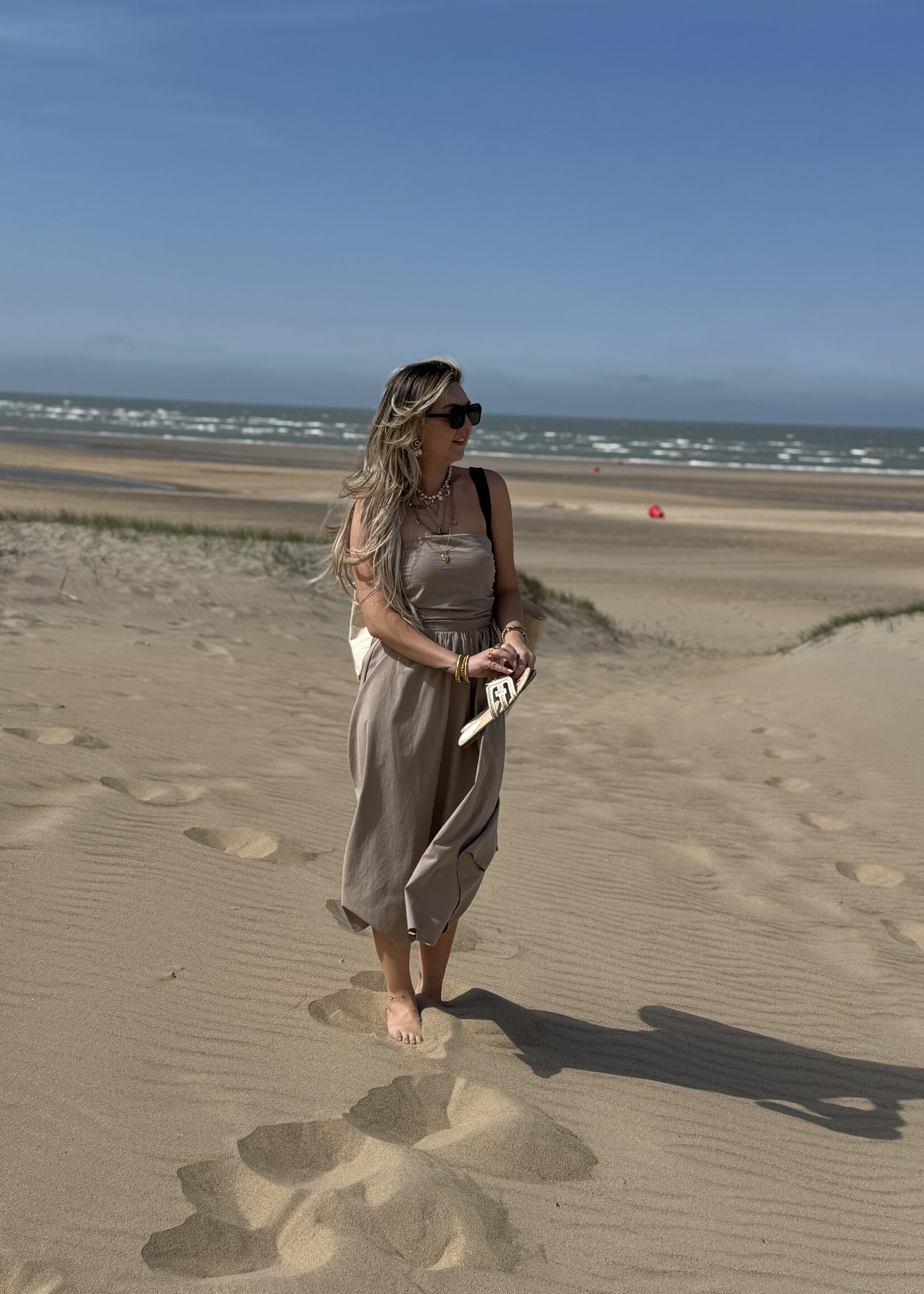 Heleen linen jurk - Taupe
