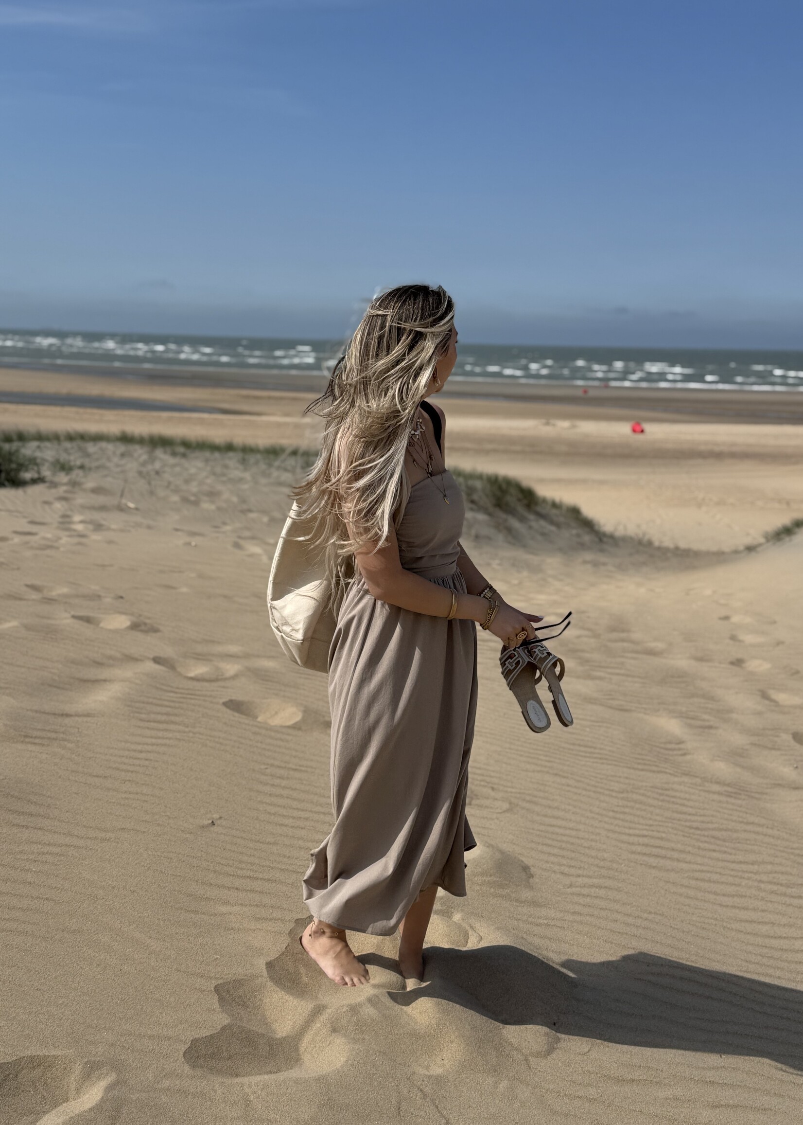 Heleen linen jurk - Taupe