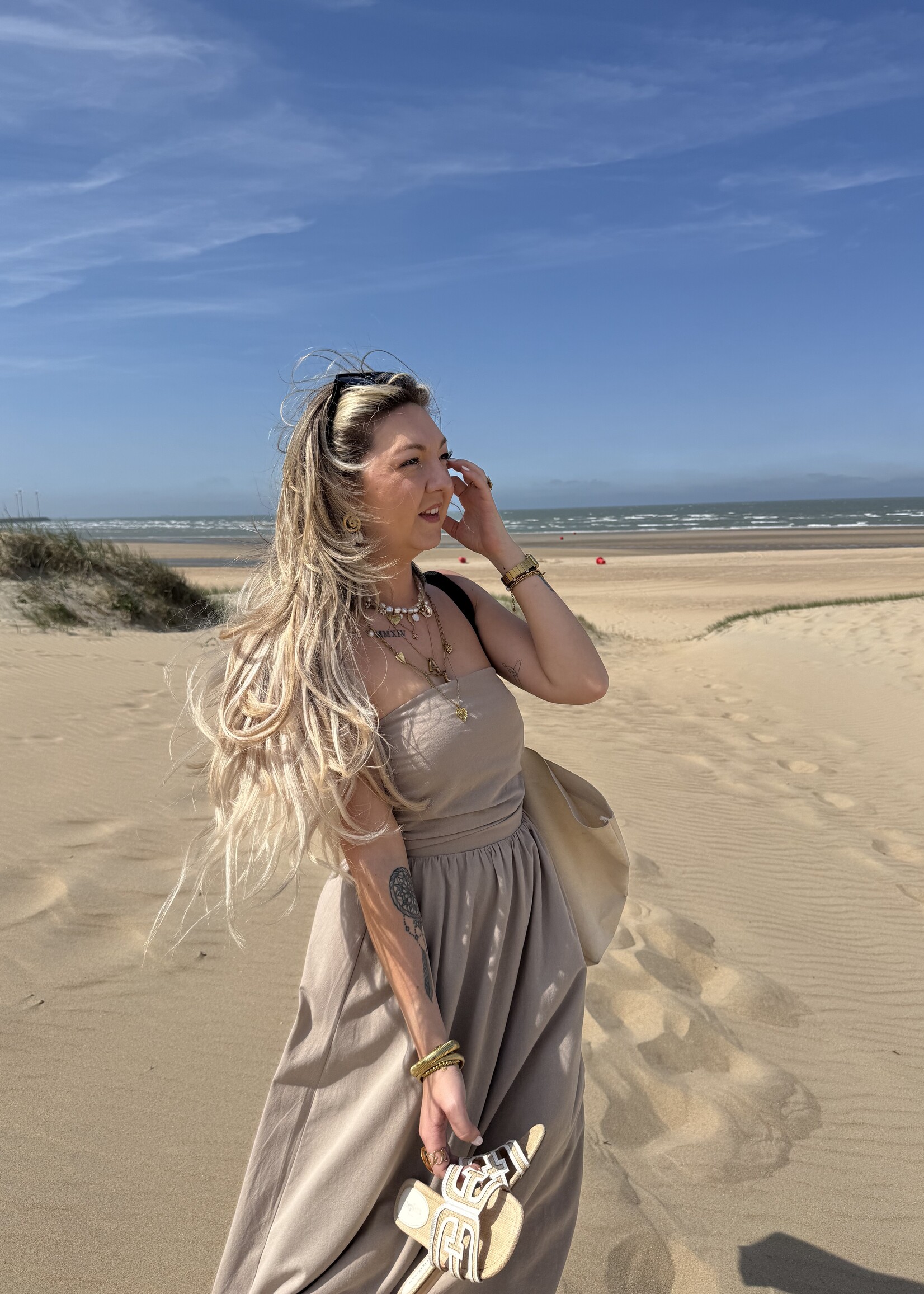 Heleen linen jurk - Taupe