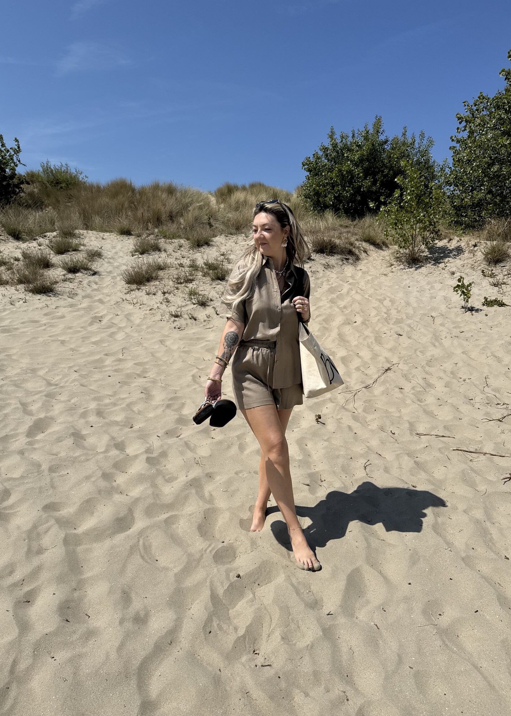 Heleen linen short - Taupe