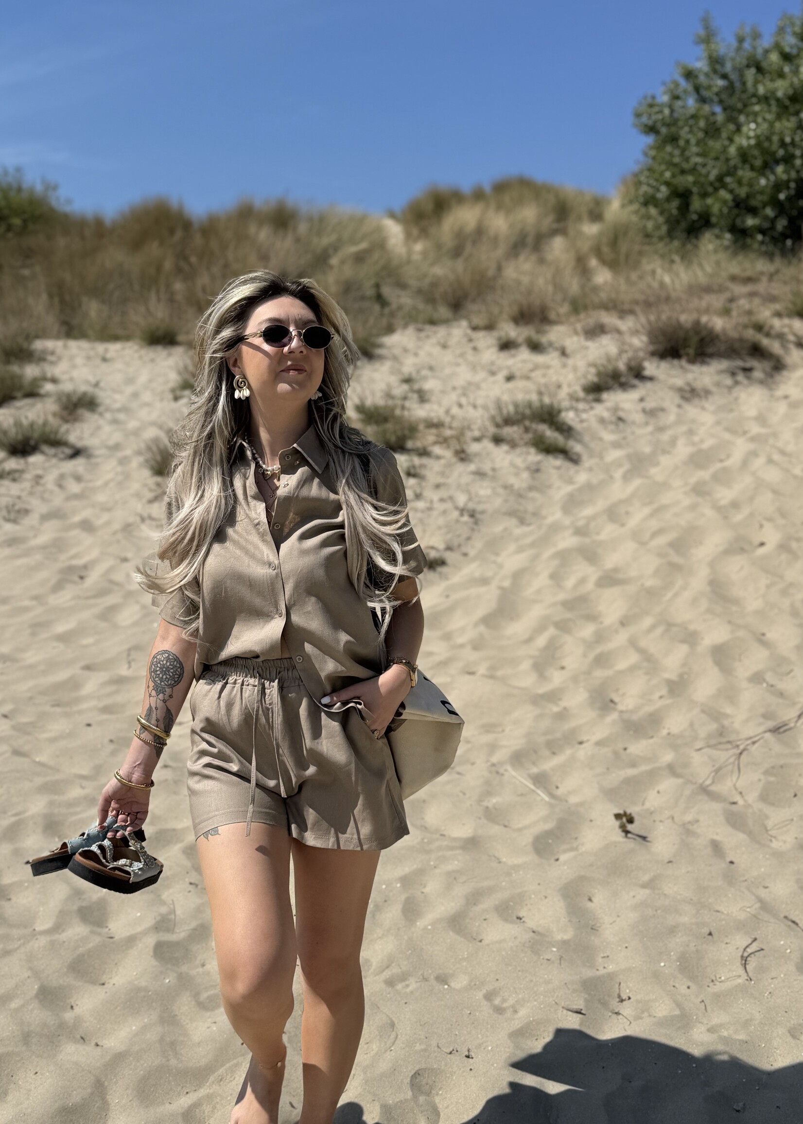 Heleen linen short - Taupe