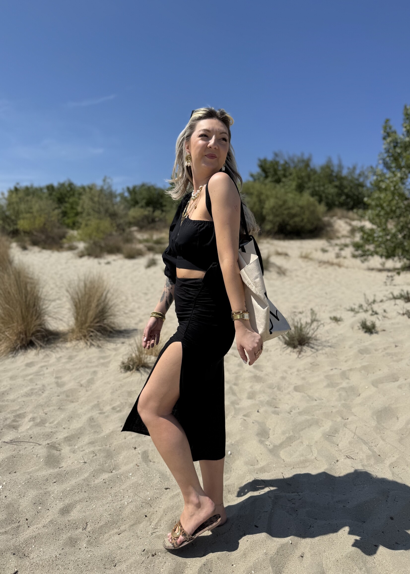 Heleen one shoulder top - Black