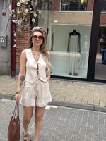 Beige linnen look bermuda short
