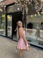 Flora dress short - Flower pink