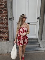 Flower dress - Red/Beige