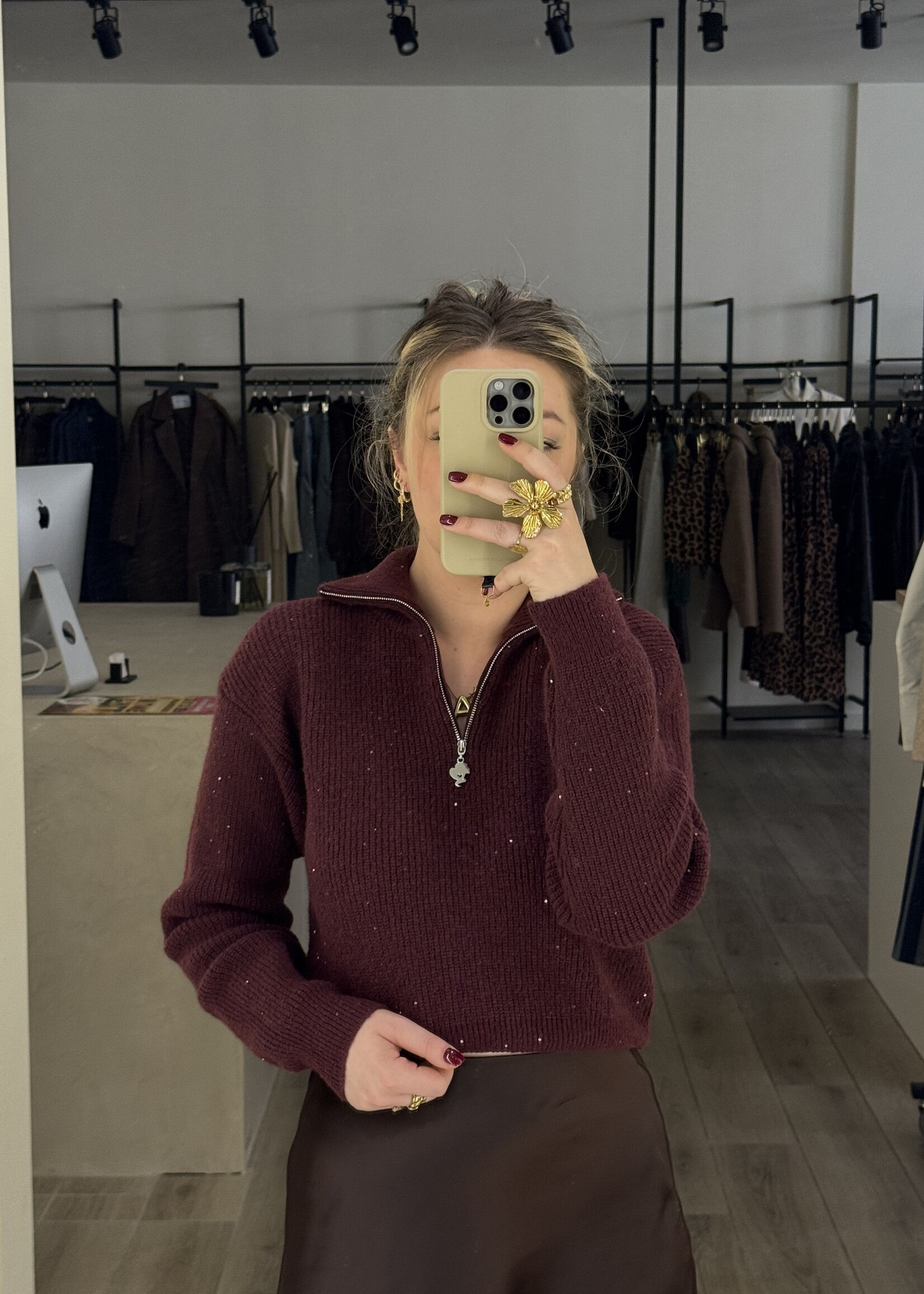 Pia pully sweater sequins - Burgundy