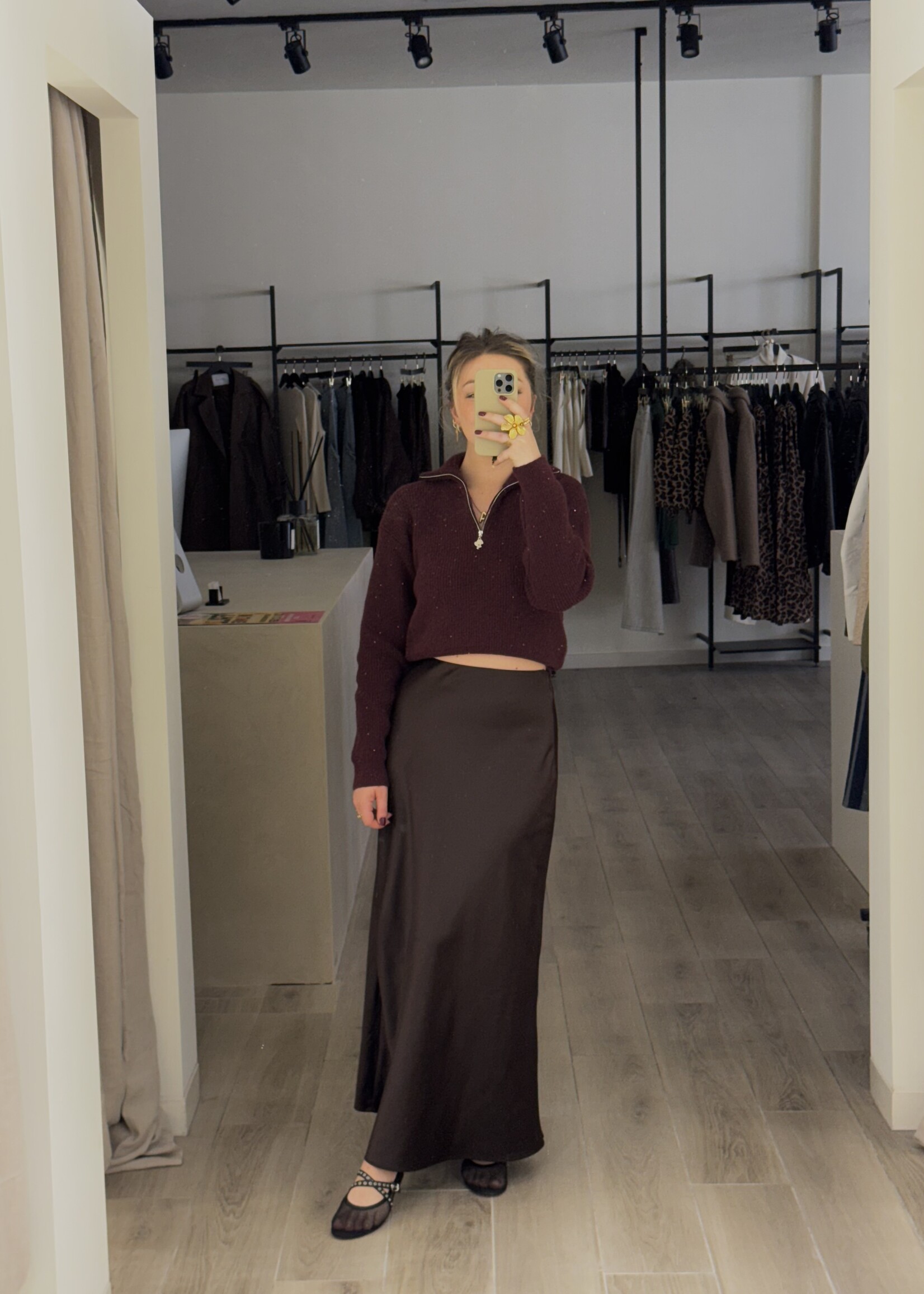 Yara satin skirt - Brown