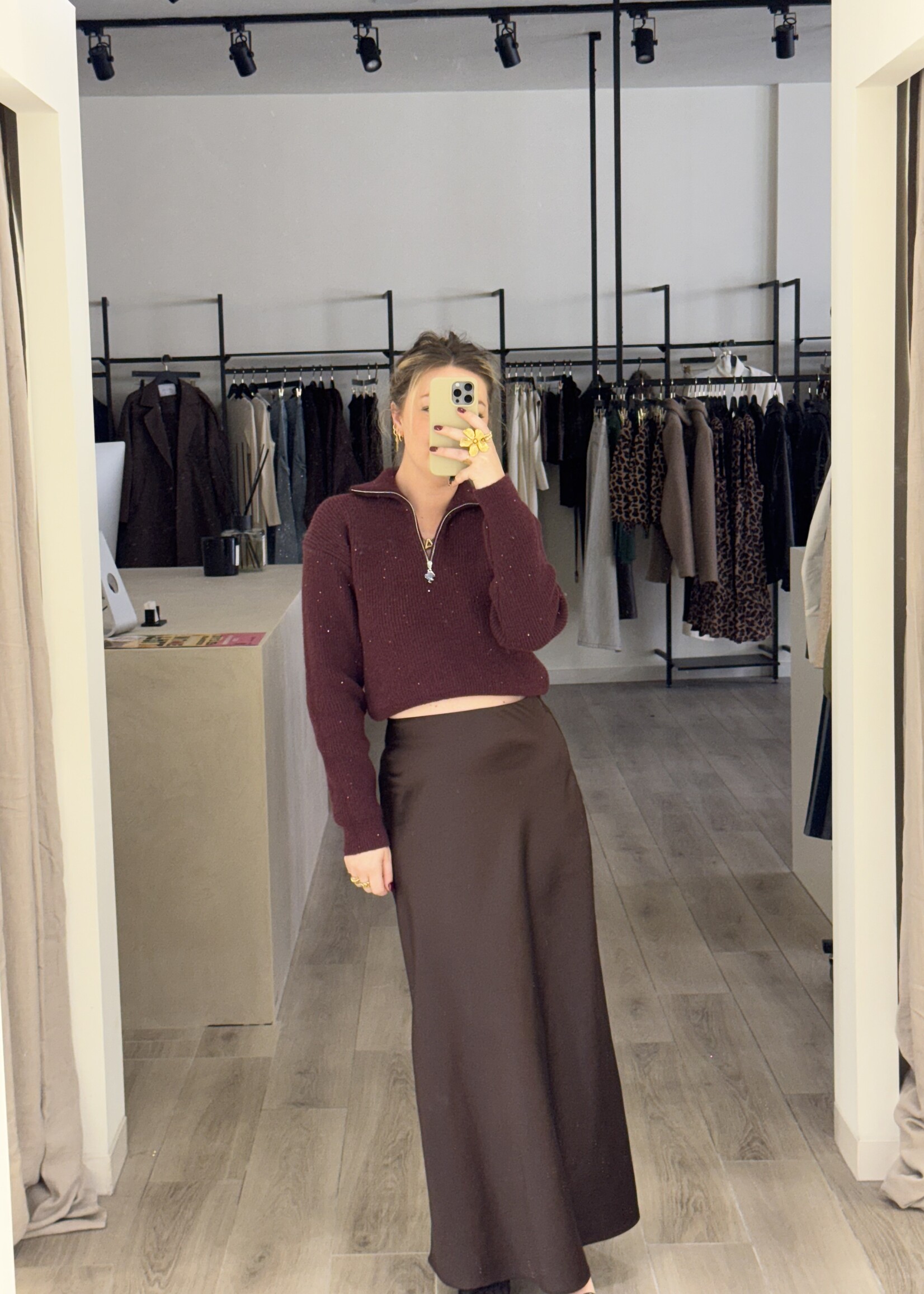 Yara satin skirt - Brown