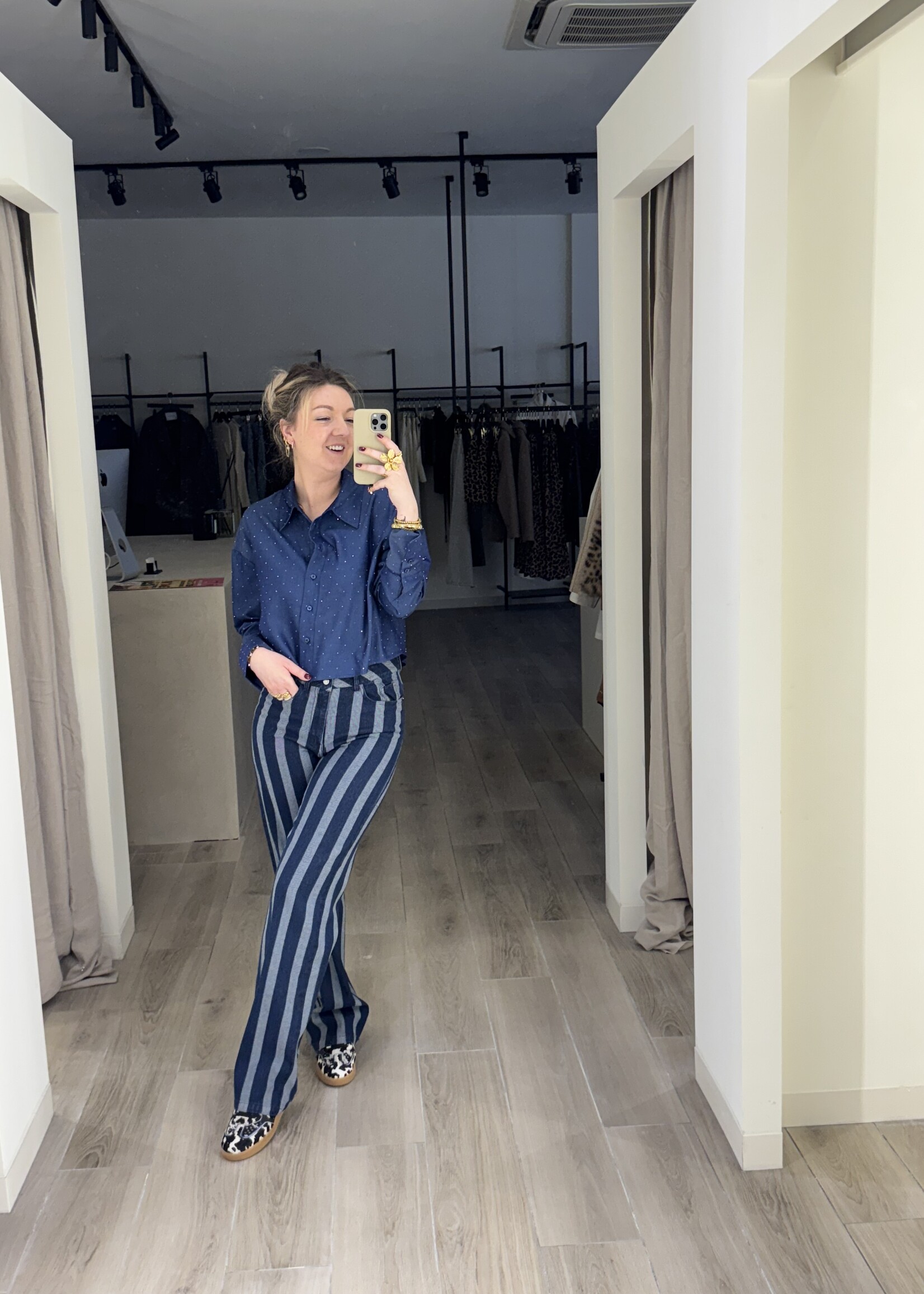 Lykke stripe denim pants