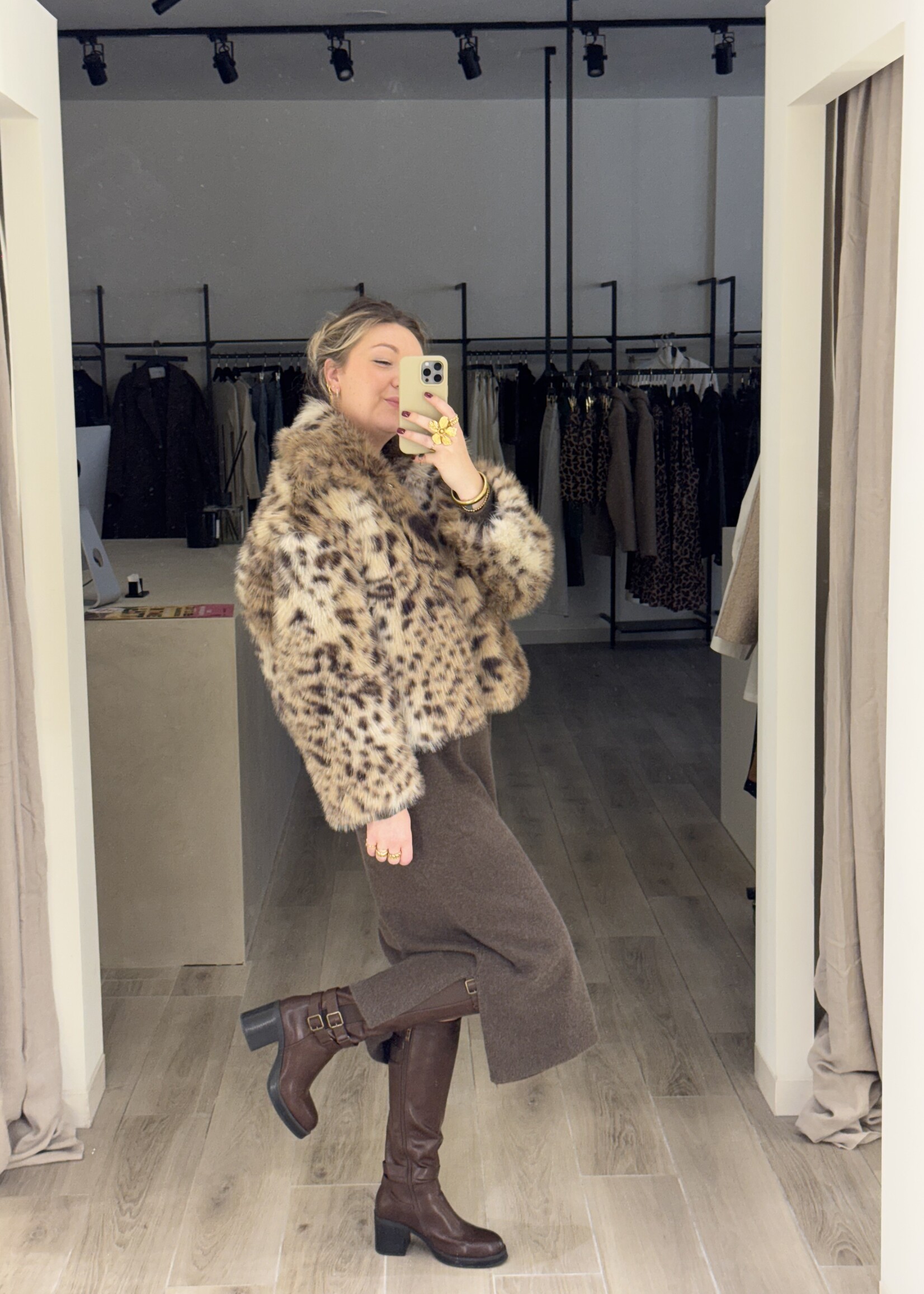 Faux fur Coat Short - Leopard TU