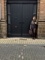 Félicia polkadot lace dress - brown/black