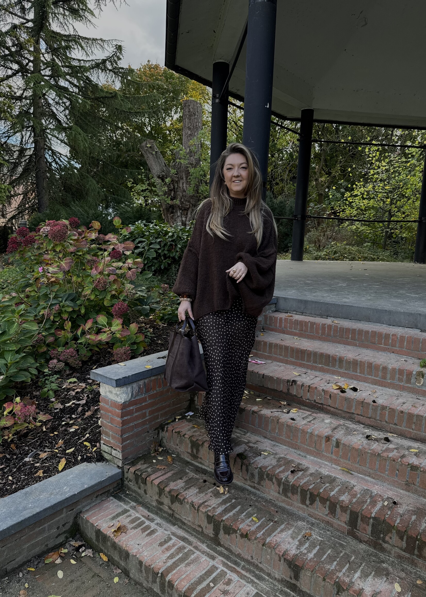 Dana  Polkadot Skirt - Brown\Beige