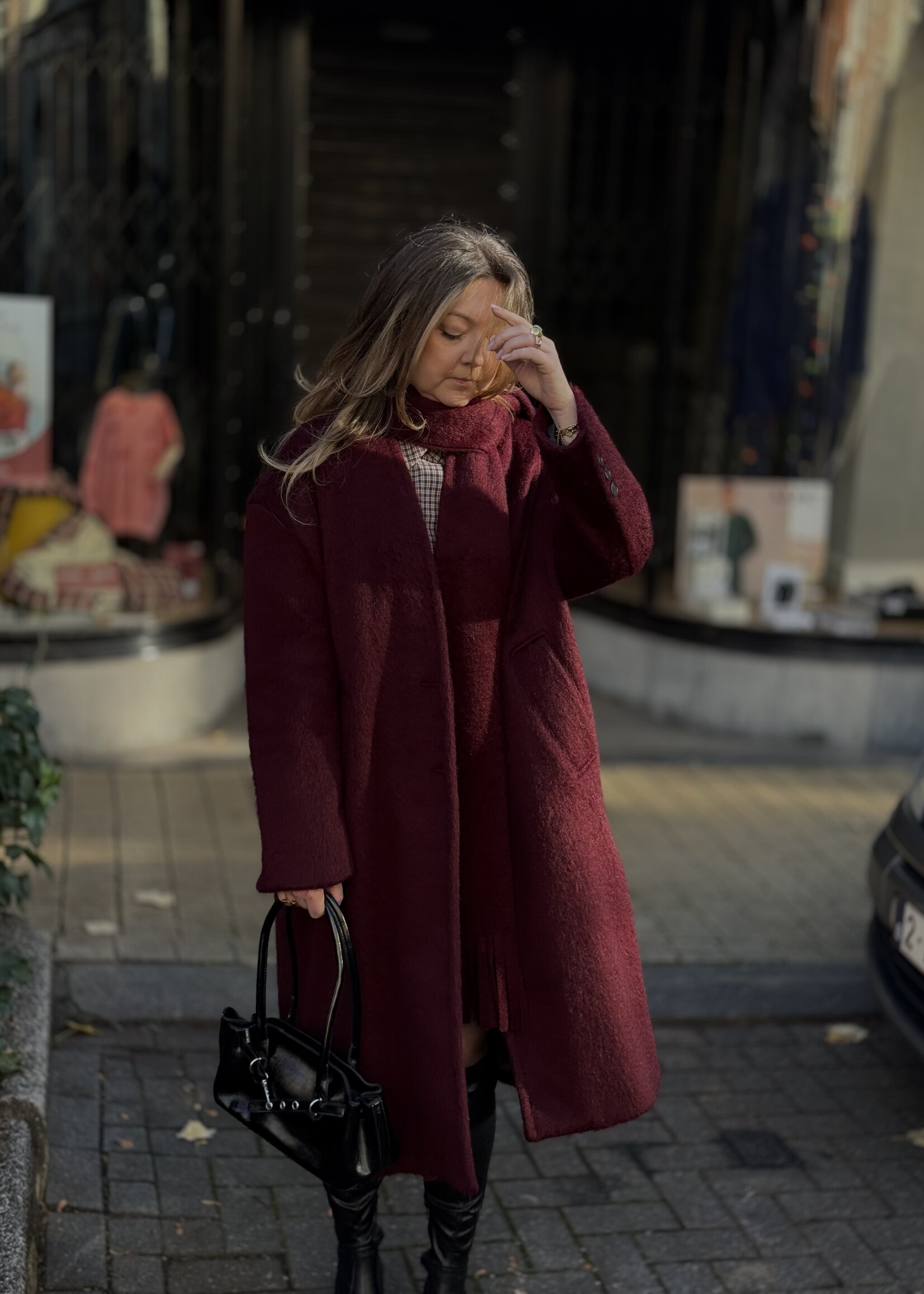 Zorah coat + sjaal - Burgundy TU