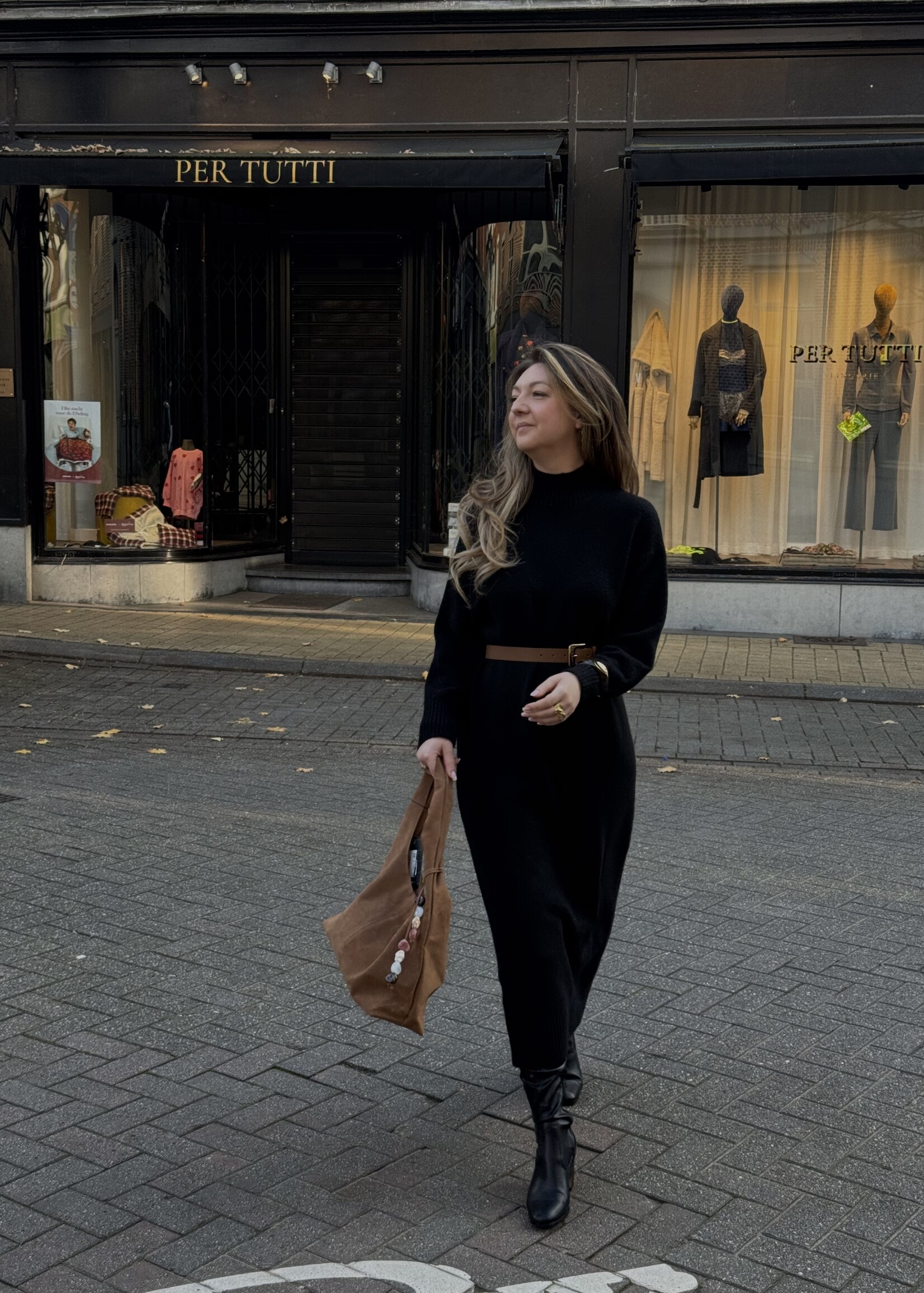 Long knitted dress - Black TU