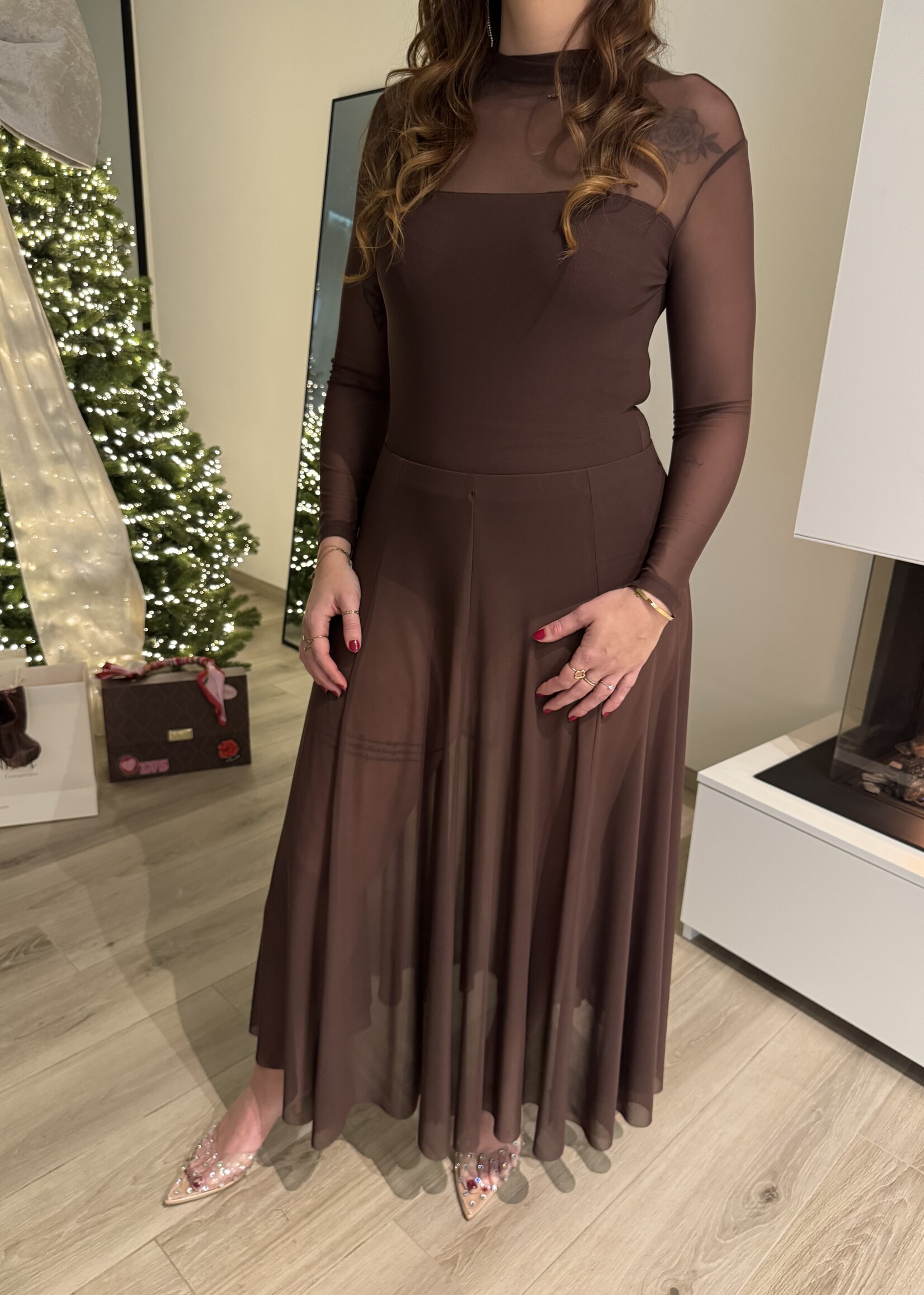 Tara mesh skirt - brown