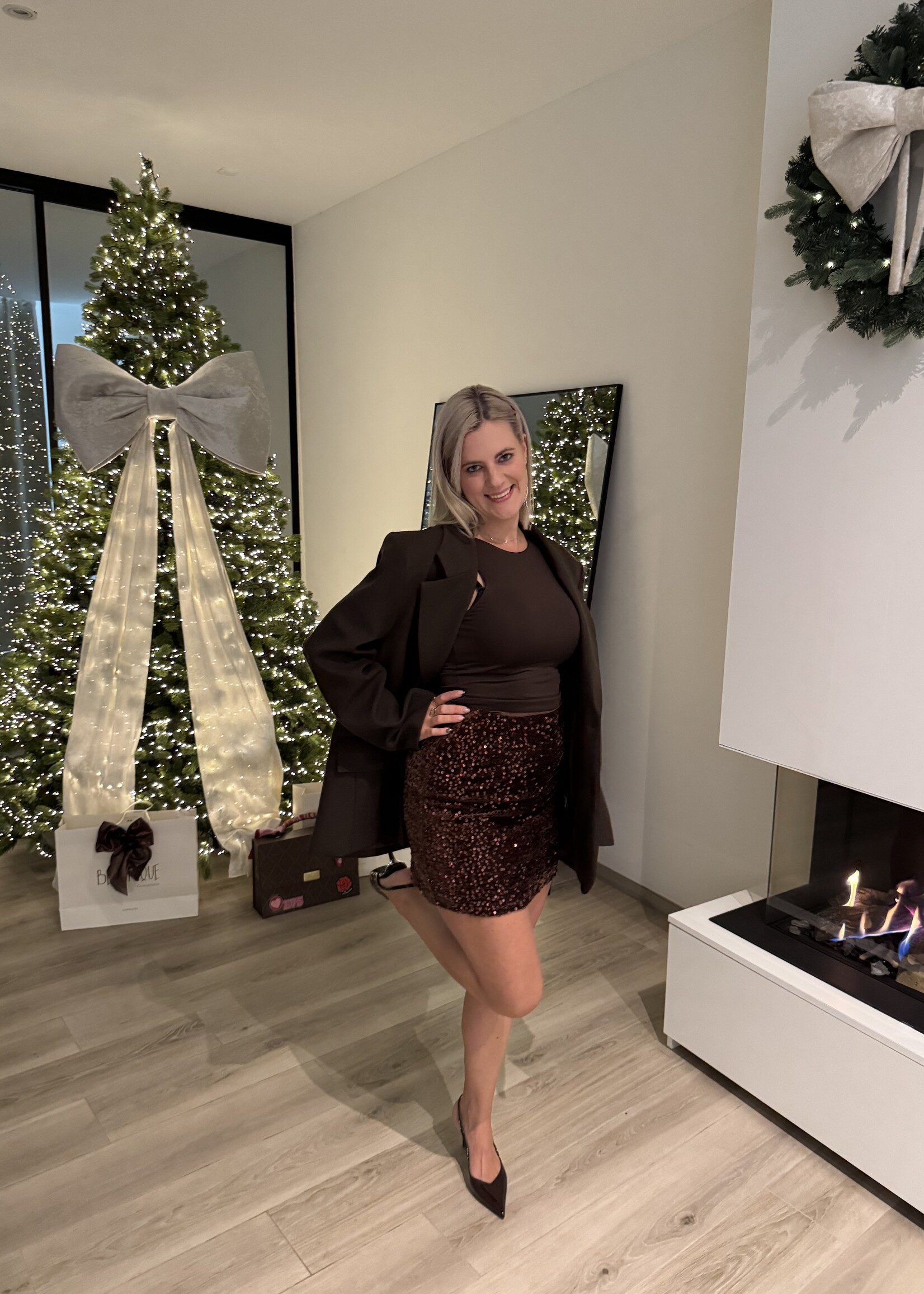 Liena sequin skirt - dark brown