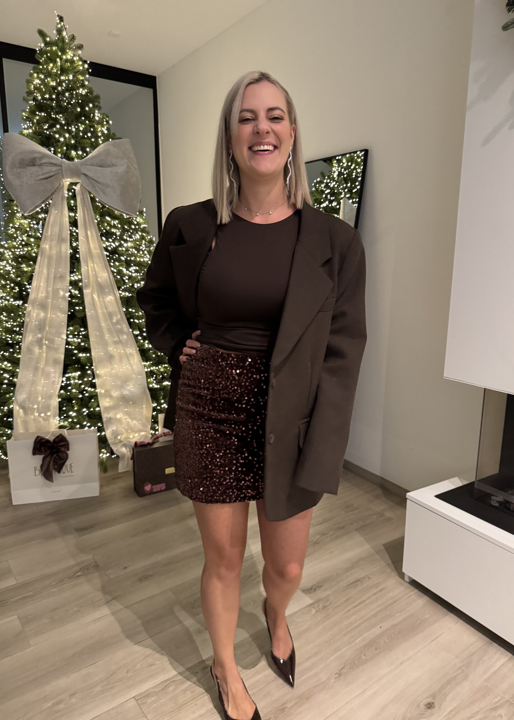 Liena sequin skirt - dark brown