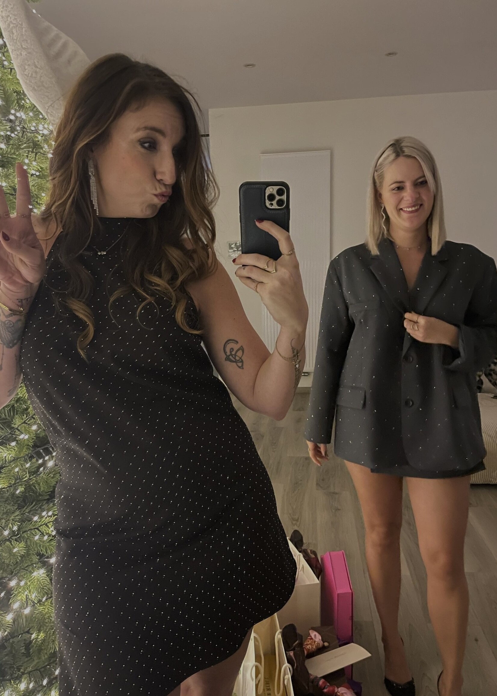 Ronya rhinestone dress - Black