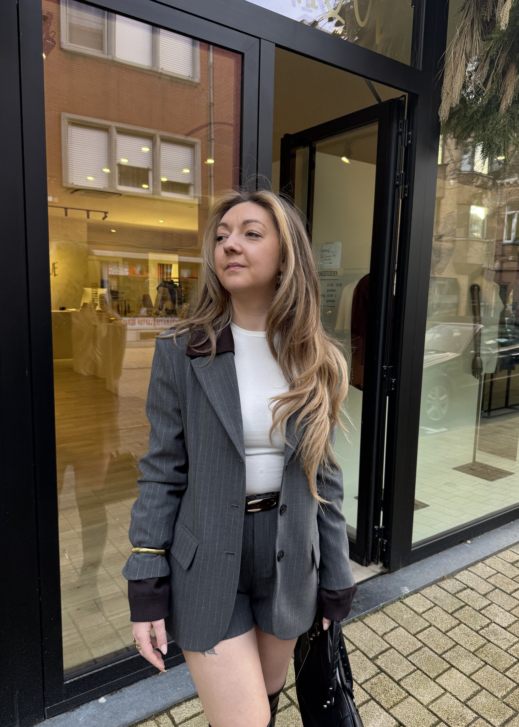 Luna stripe blazer  - Grey