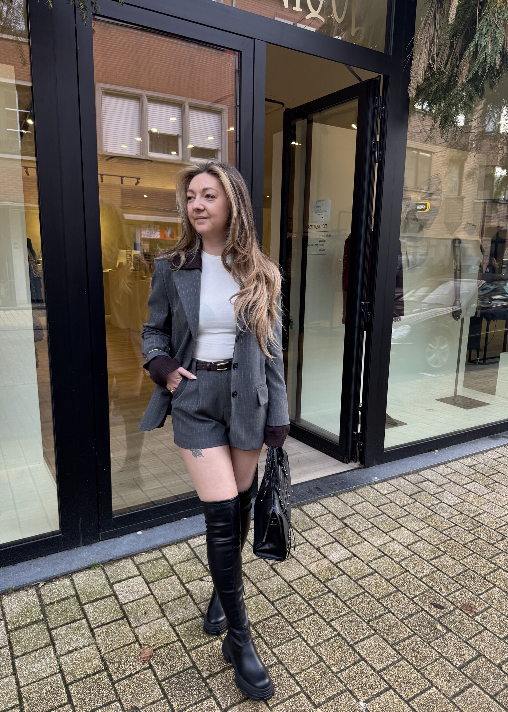 Luna stripe blazer  - Grey