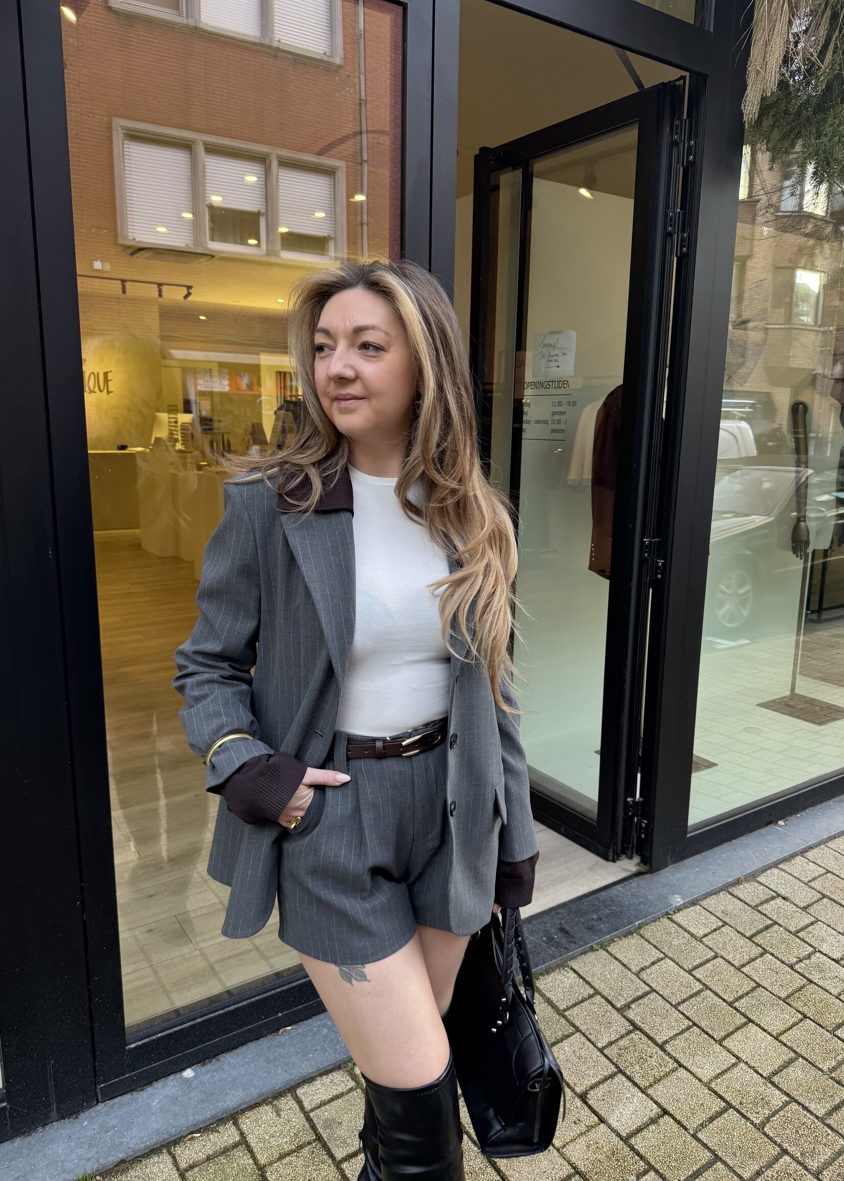 Luna stripe short - Grey