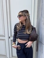 Amelie stripe polo - Blue/Camel