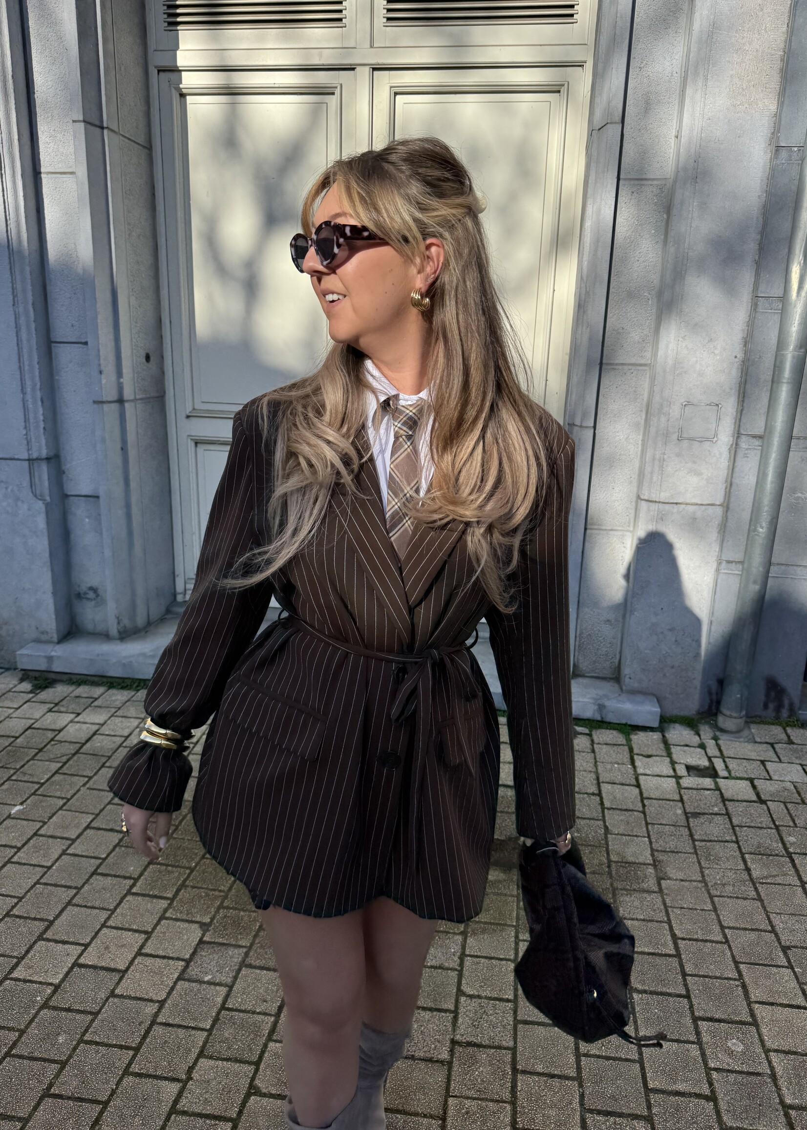 Marron stripe skort - Brown