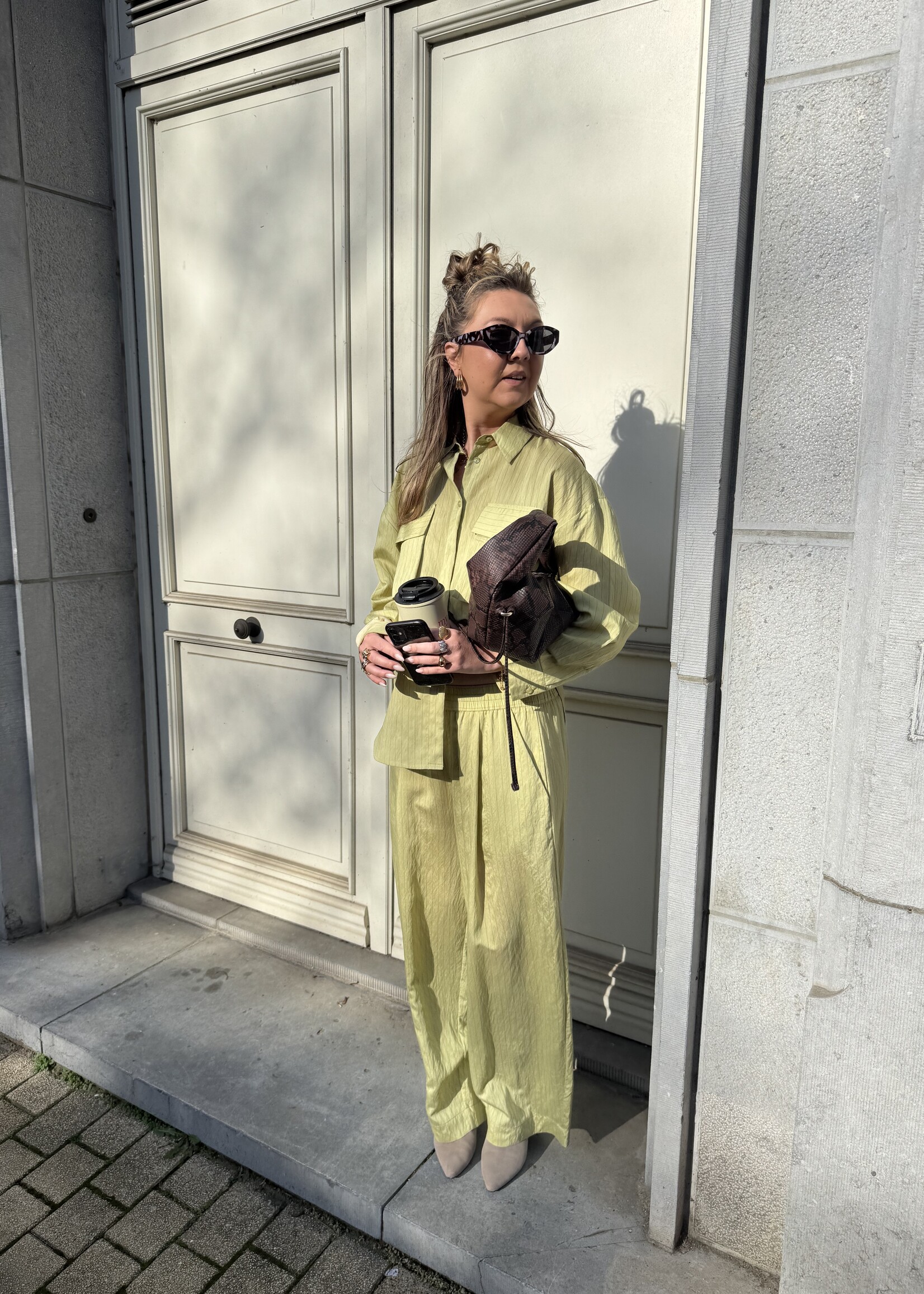 Charlotte stripe trousers - Light green