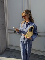 Daniera stripe cropped shirt - Blue