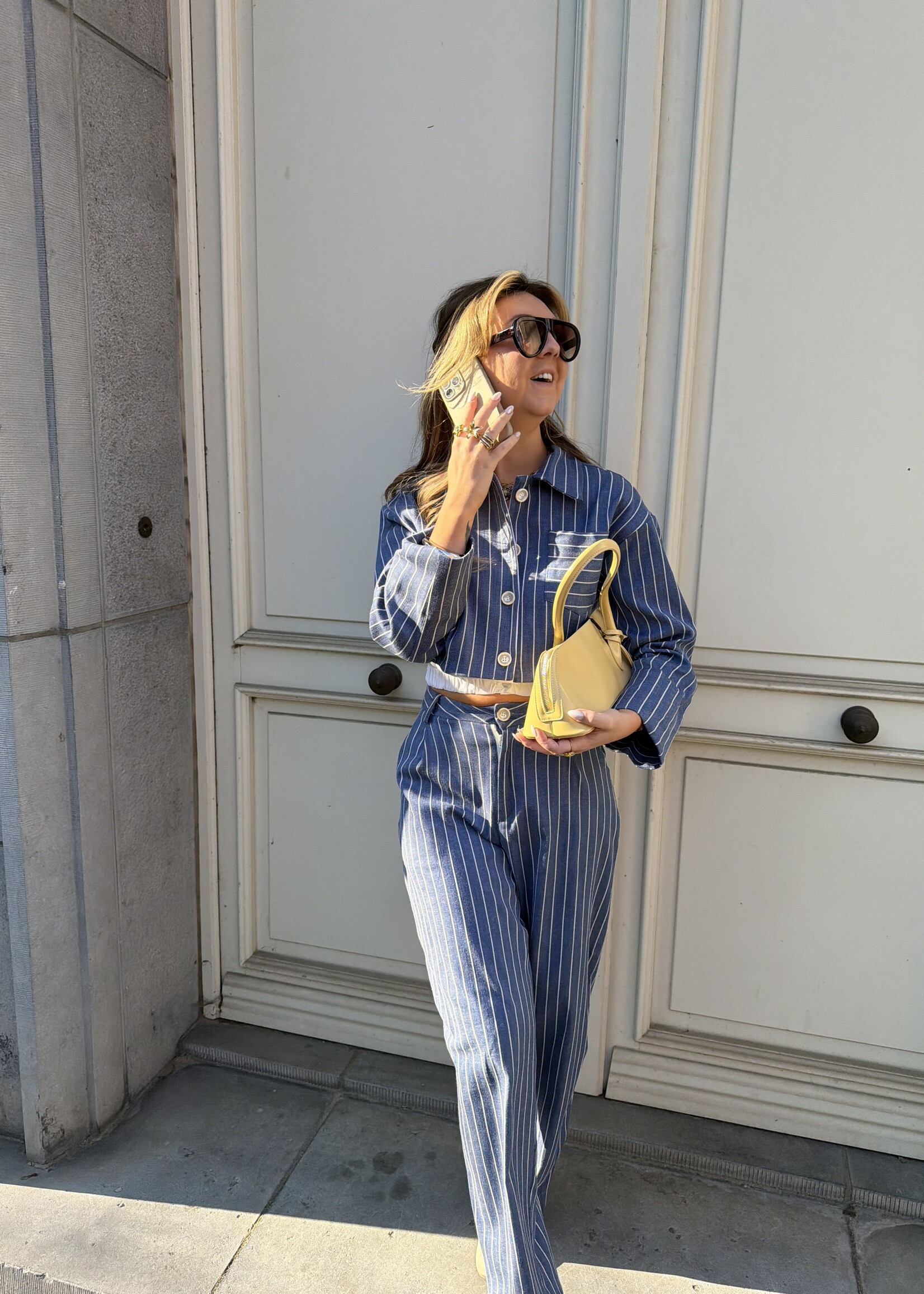 Daniera stripe cropped shirt - Blue