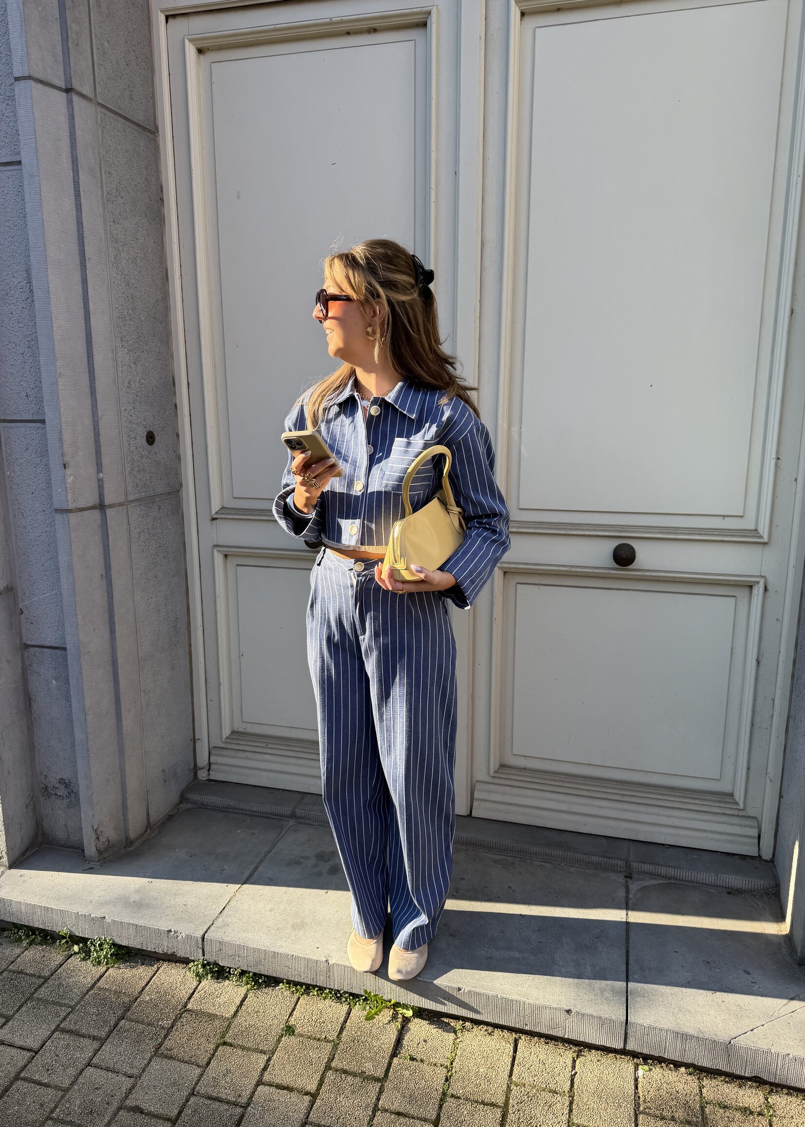 Daniera stripe cropped shirt - Blue