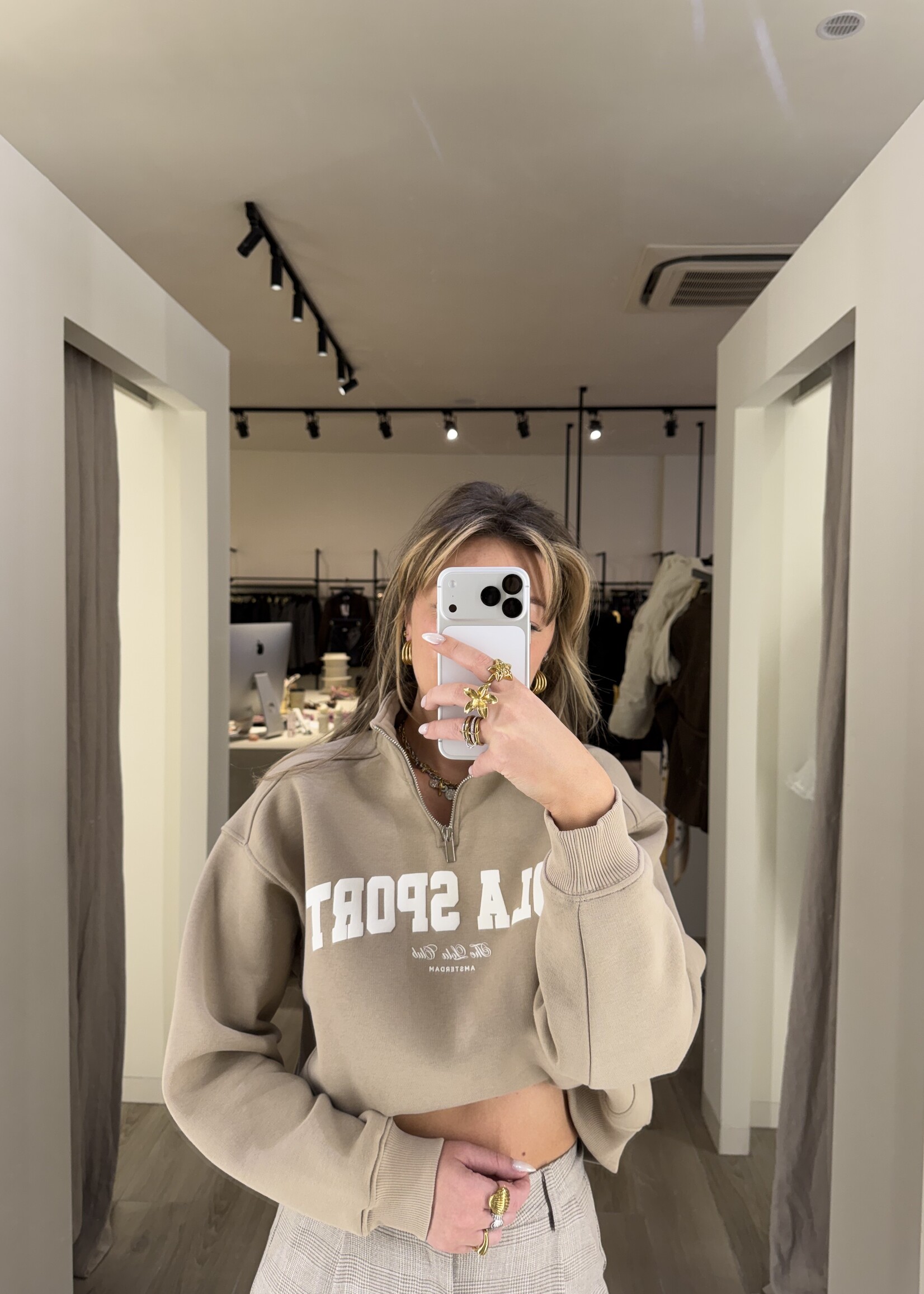 the lola club Jayla Half Zip Sweater - Sand