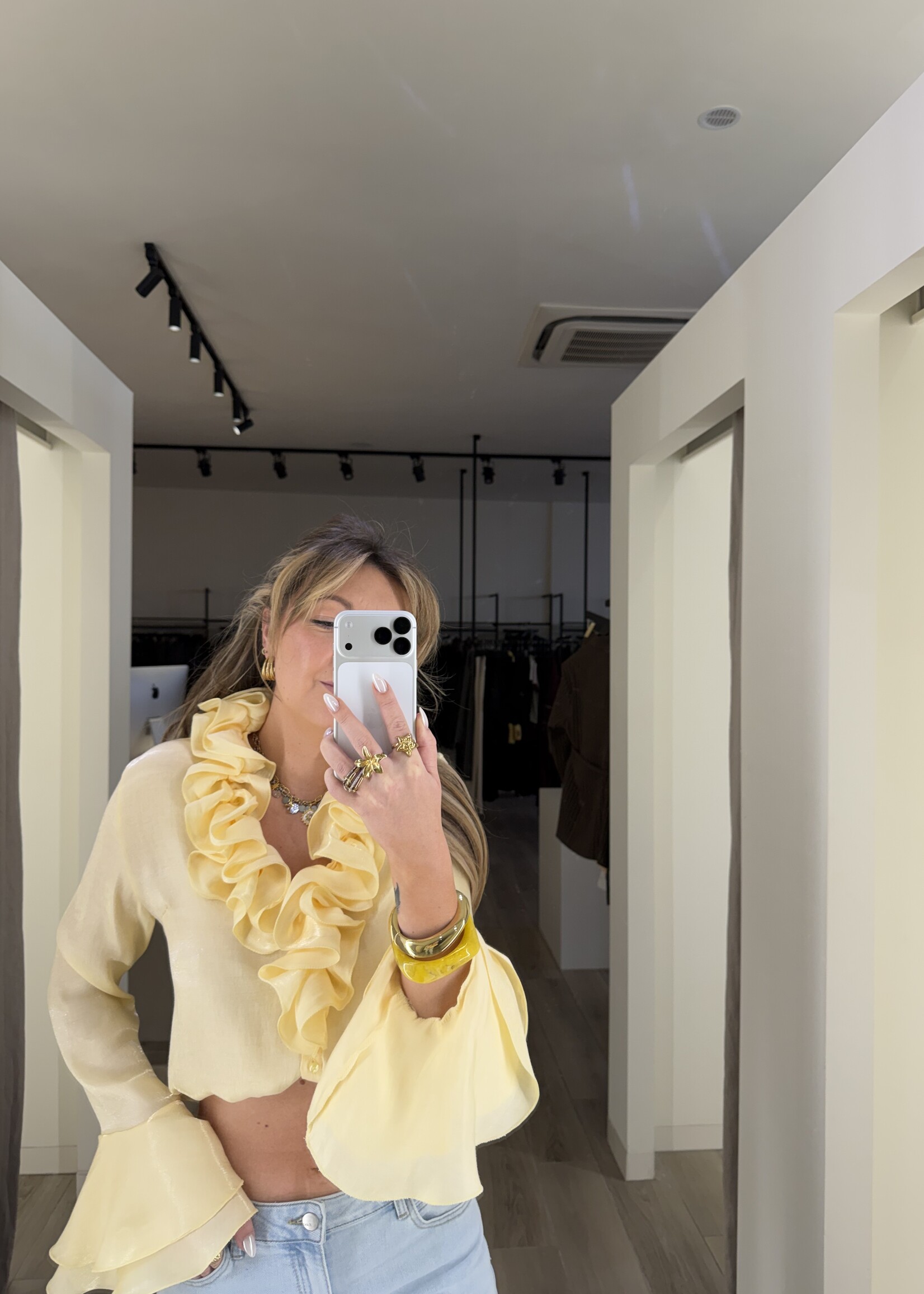 Marta ruffel blouse - Light yellow