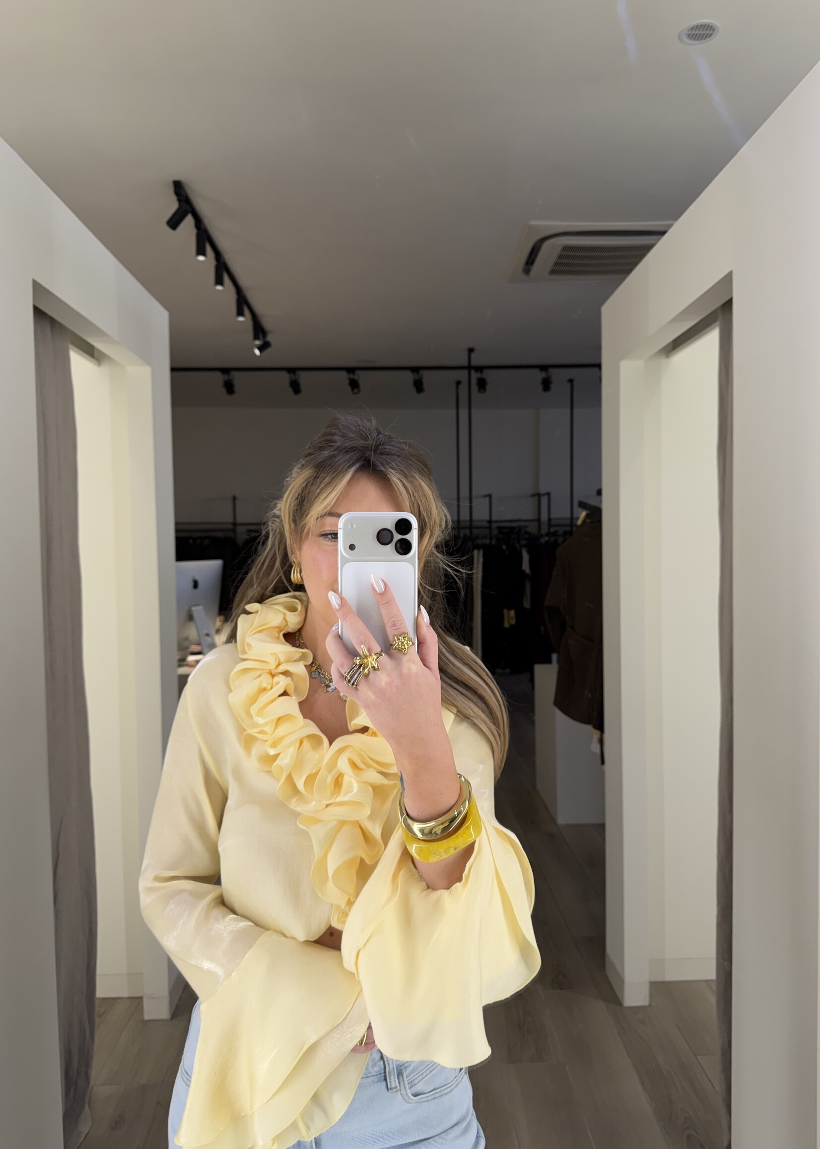 Marta ruffel blouse - Light yellow