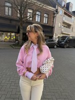 Lau stripe Blouse + stropdas - Pink