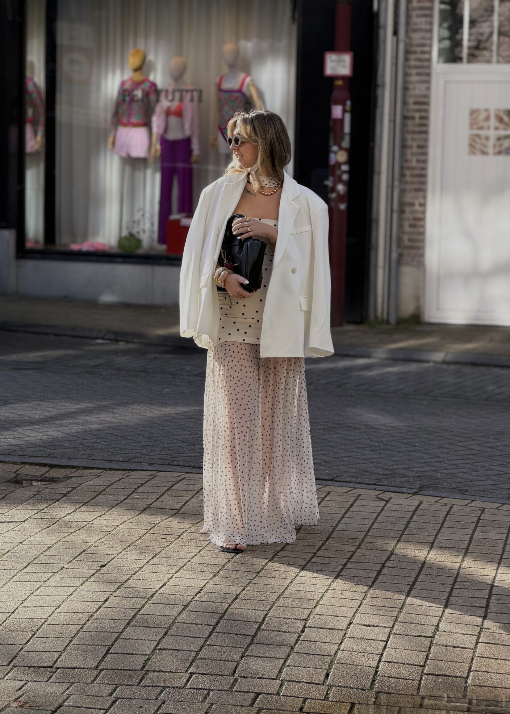 Poli polka dot dress - White/Black