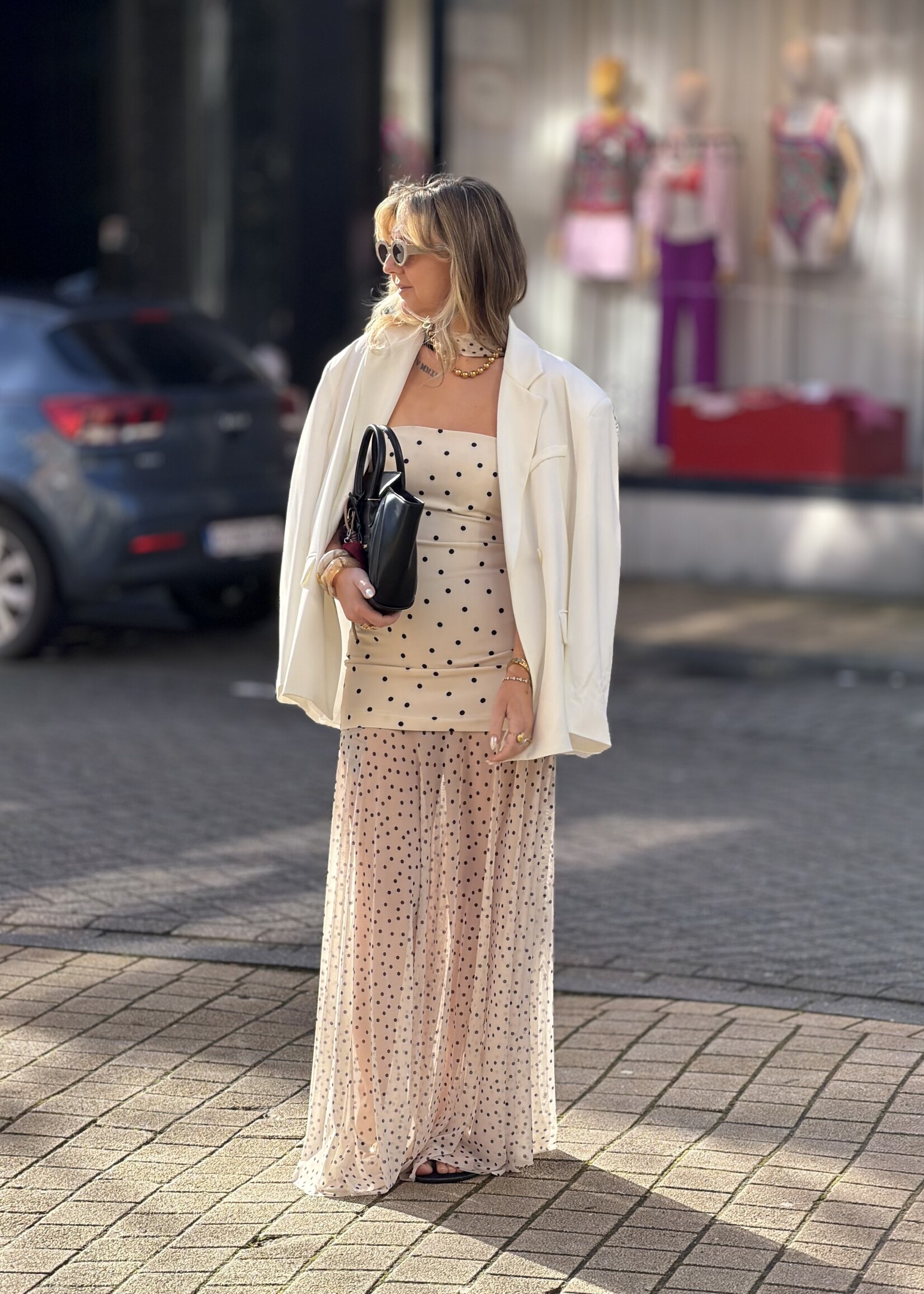 Poli polka dot dress - White/Black SIZE S